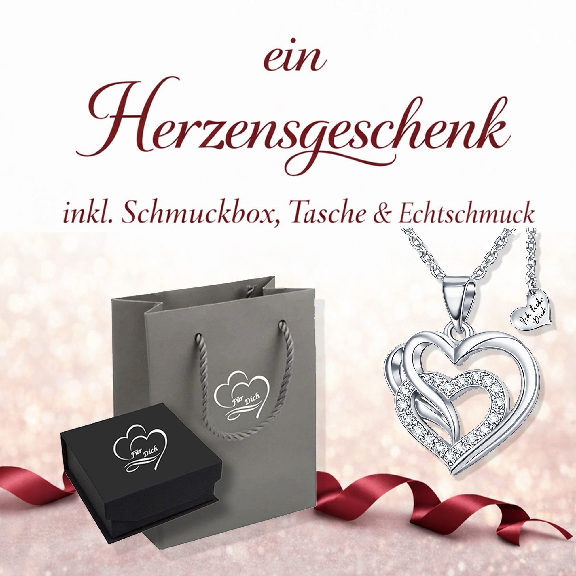 Limana Herzkette für Damen 925 Sterling Silber Kette mit Herz Anhänger Schm günstig online kaufen