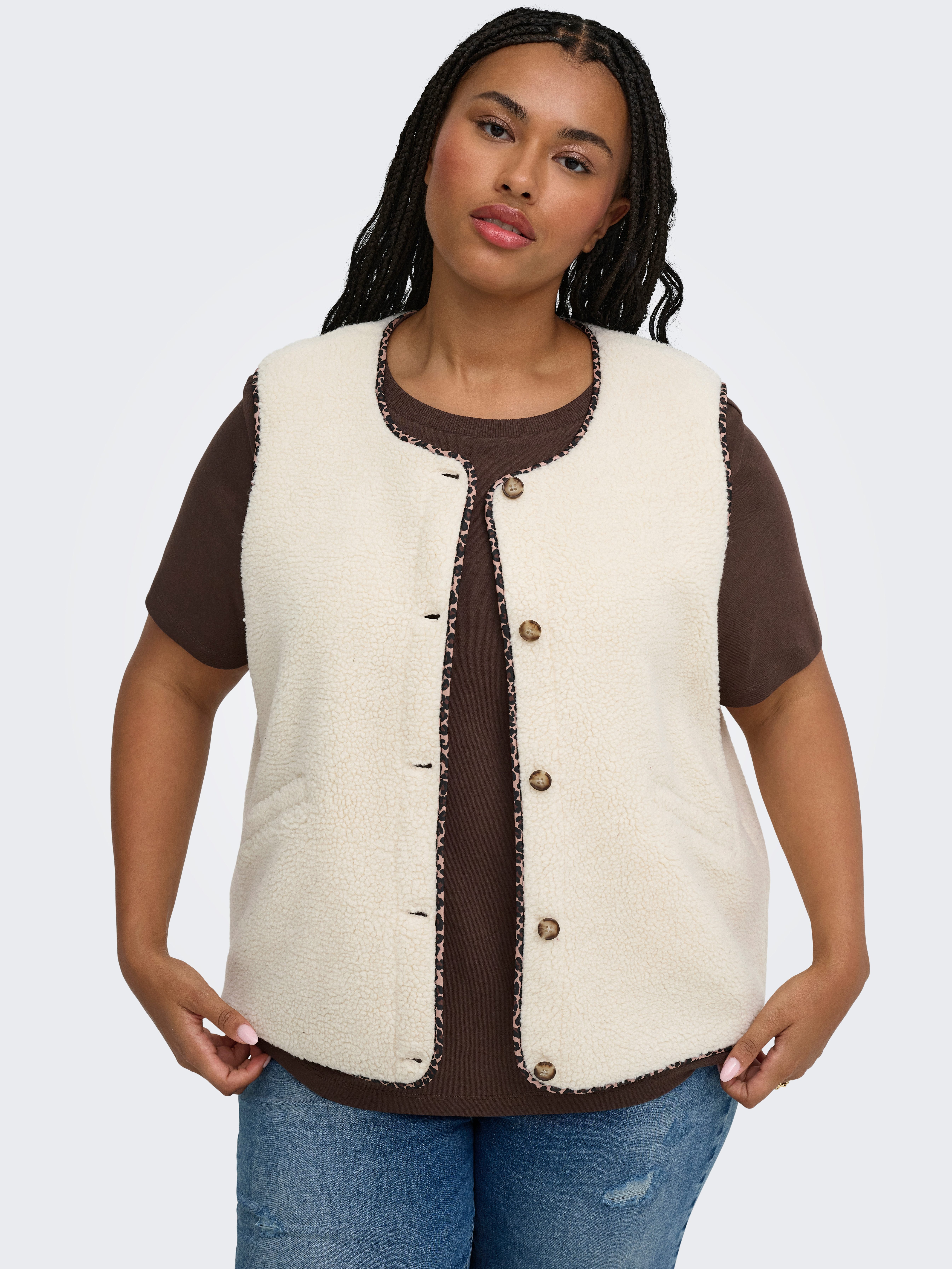 ONLY CARMAKOMA Plüschweste CARBABY TEDDY VEST PNT Kunstfaser – Bild 2 von 5
