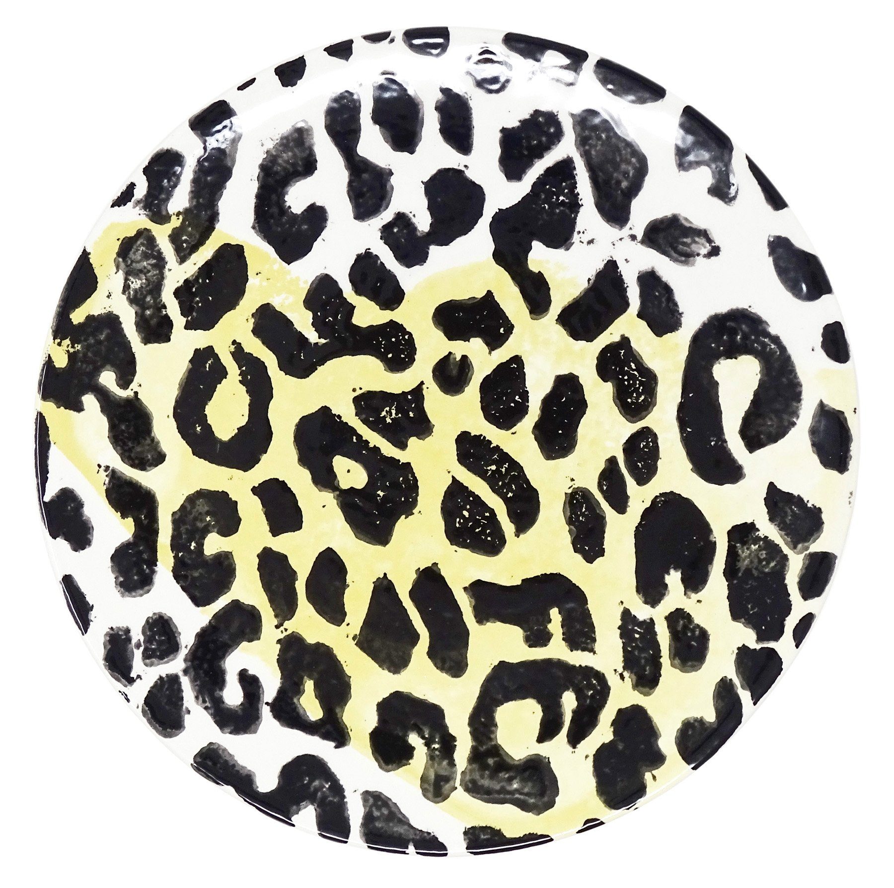 Lashuma Servierplatte Leopard, Keramik, Dessertplatte rund, flacher Servierteller bemalt | Servierplatten
