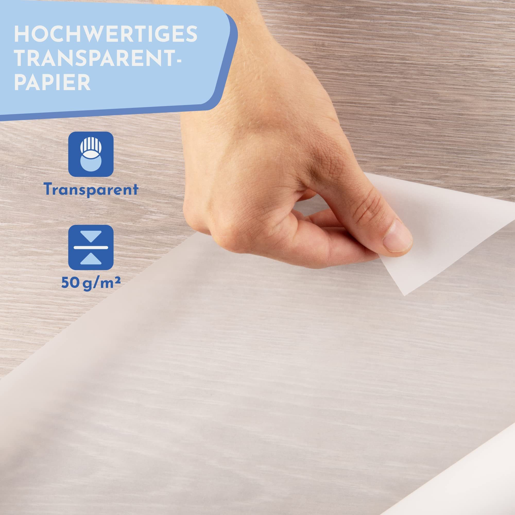 Transparentpapier WINTEX Transparentpapierrolle 50m Kreatives 50m Basteln, Skizzen, Basteln Abpausen, - Rolle Transparentpapier -