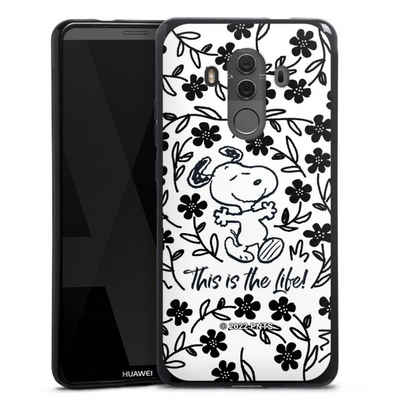 DeinDesign Handyhülle »Peanuts Blumen Snoopy Snoopy Black and White This Is The Life«, Huawei Mate 10 Pro Silikon Hülle Bumper Case Handy Schutzhülle