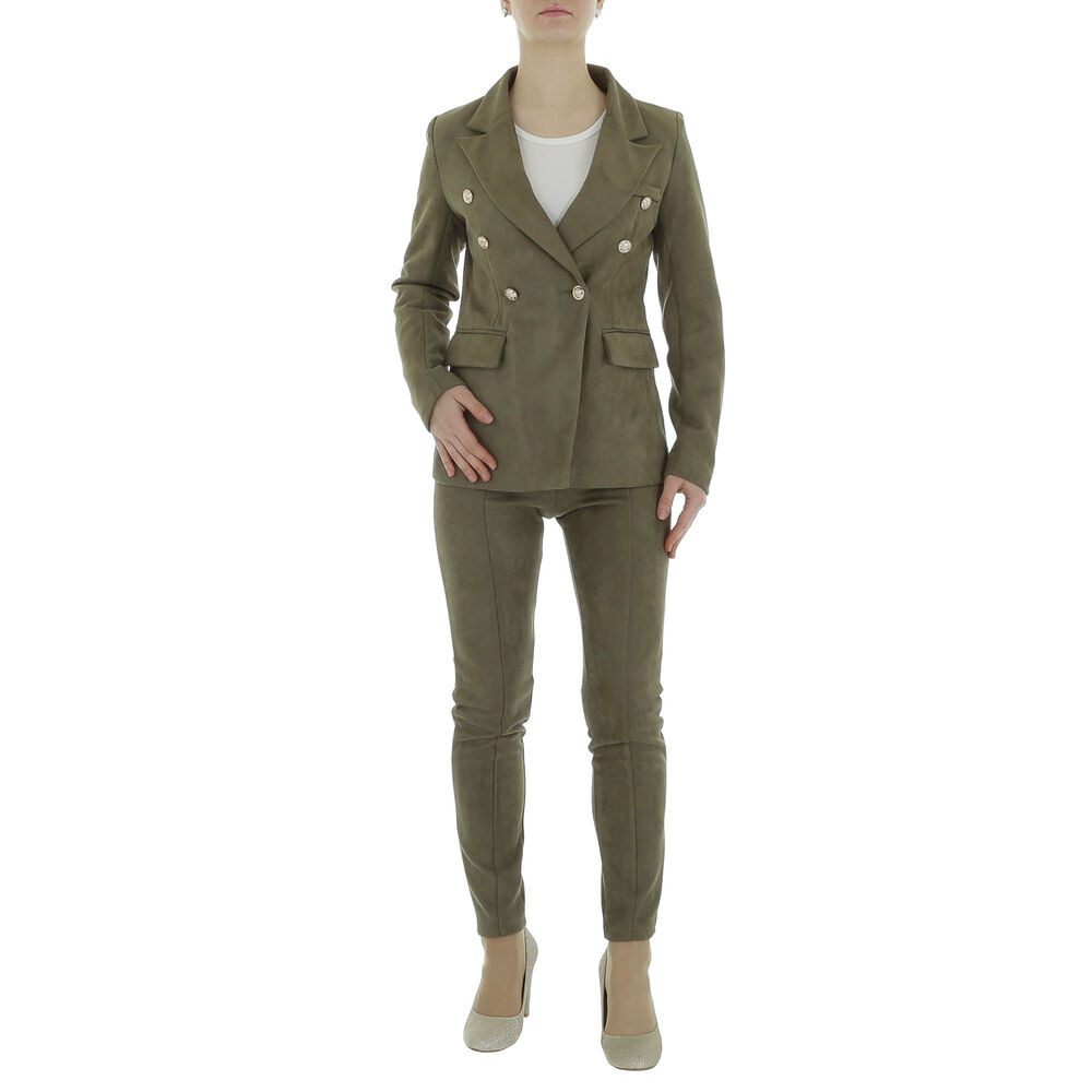 Ital-Design Anzug Damen Elegant (86365241) Knopfleiste Zweiteiler in Khaki