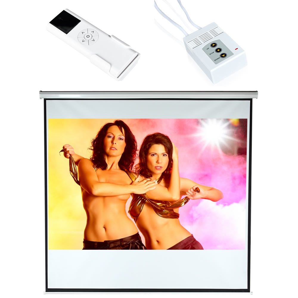 Mucola 203x203cm MOTOR LEINWAND BEAMER FFB HEIMKINO BEAMERLEINWAND 120 Motorleinwand (Schweres 3-Schicht Gewebetuch ca.500 g/m)