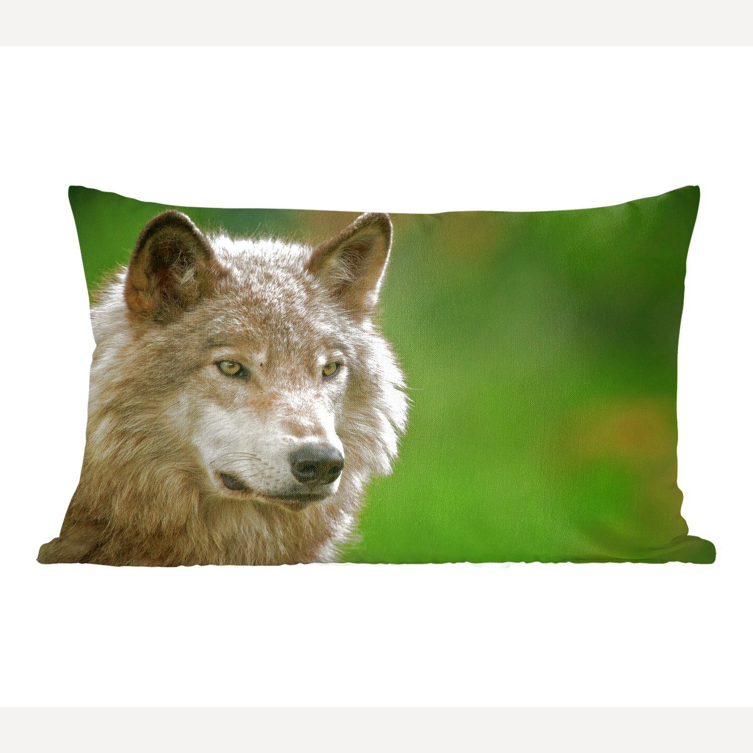 MuchoWow Dekokissen Wolf - Grau - Fell, Wohzimmer Dekoration, Zierkissen, Dekokissen mit Füllung, Schlafzimmer