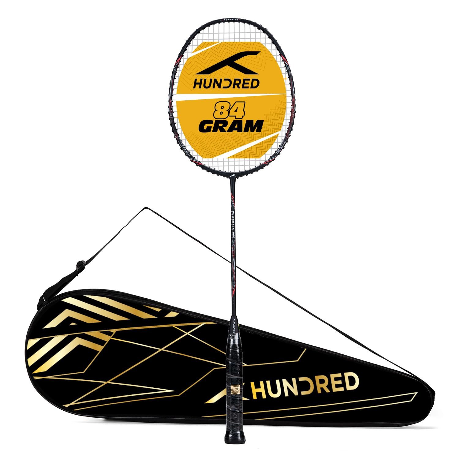 Badmintonschläger POWERTEK 900 Serie Schläger mit Hülle, Besaitet, Vollgraphit