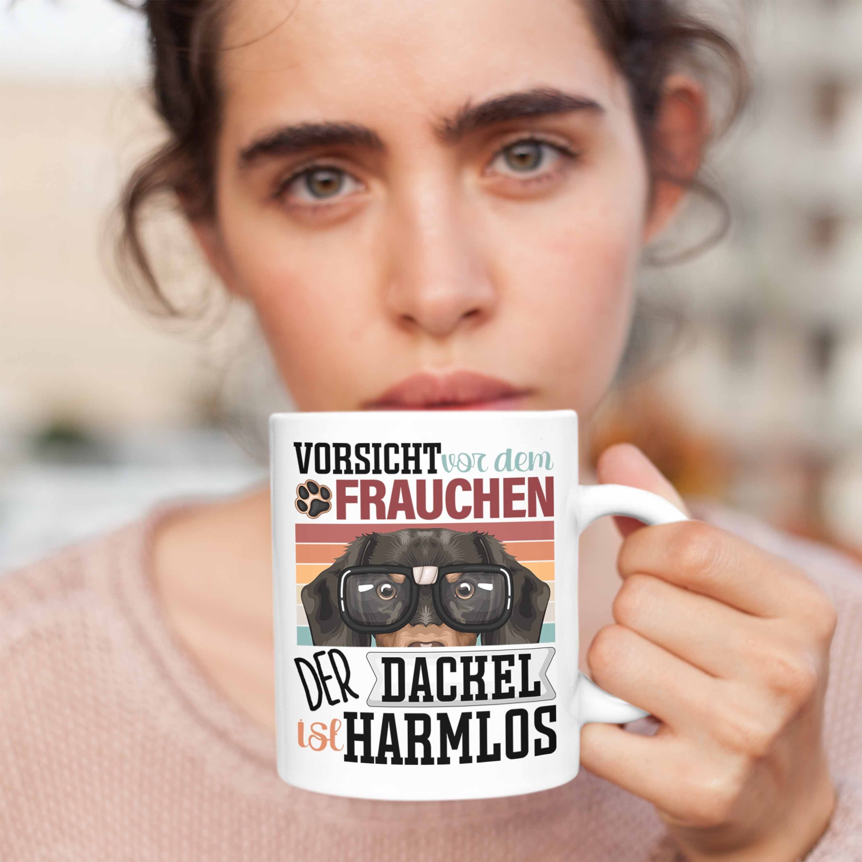Lustiger Frauchen Weiss Besitzerin Dackel Tasse Tasse Trendation Geschenkidee Geschenk Spruch
