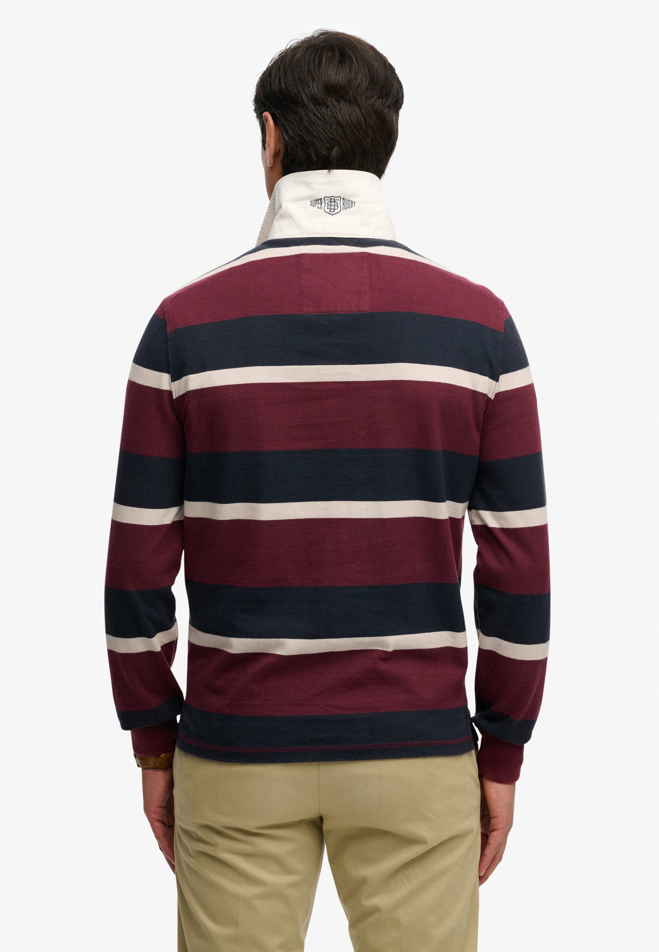 Superdry Langarmshirt DOUBLE EMBLEM STRIPE RUGBY