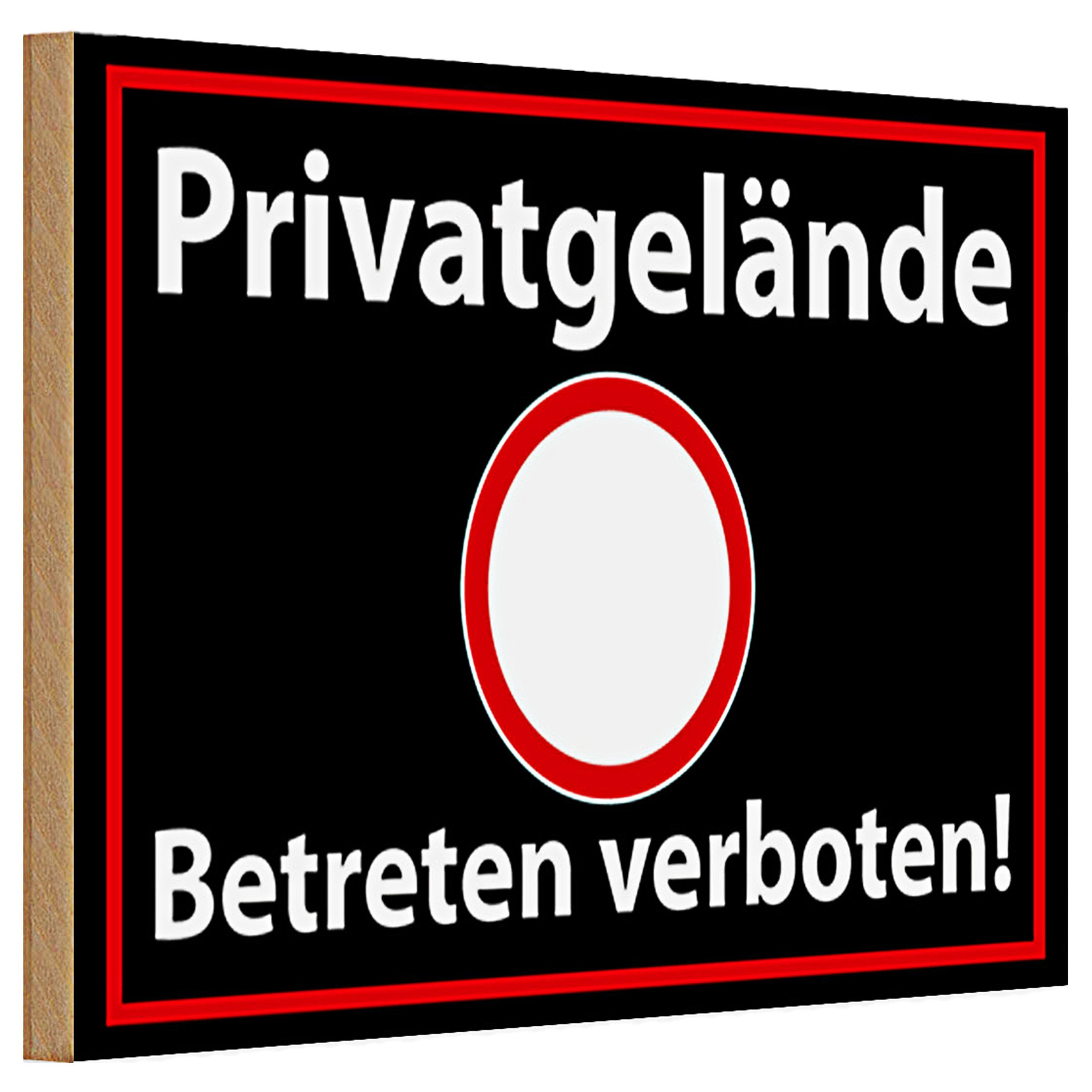 Holzbild Holzschild Hinweis 30x20cm Privatgelände betreten verboten