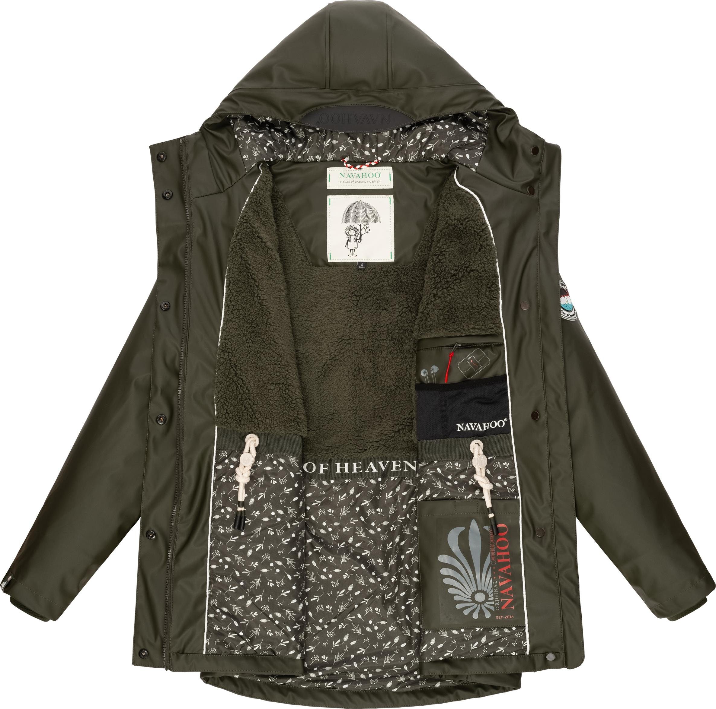 Navahoo Oceans Heart Regenmantel Kapuze olivgrün stylischer Regenjacke mit wasserdichter