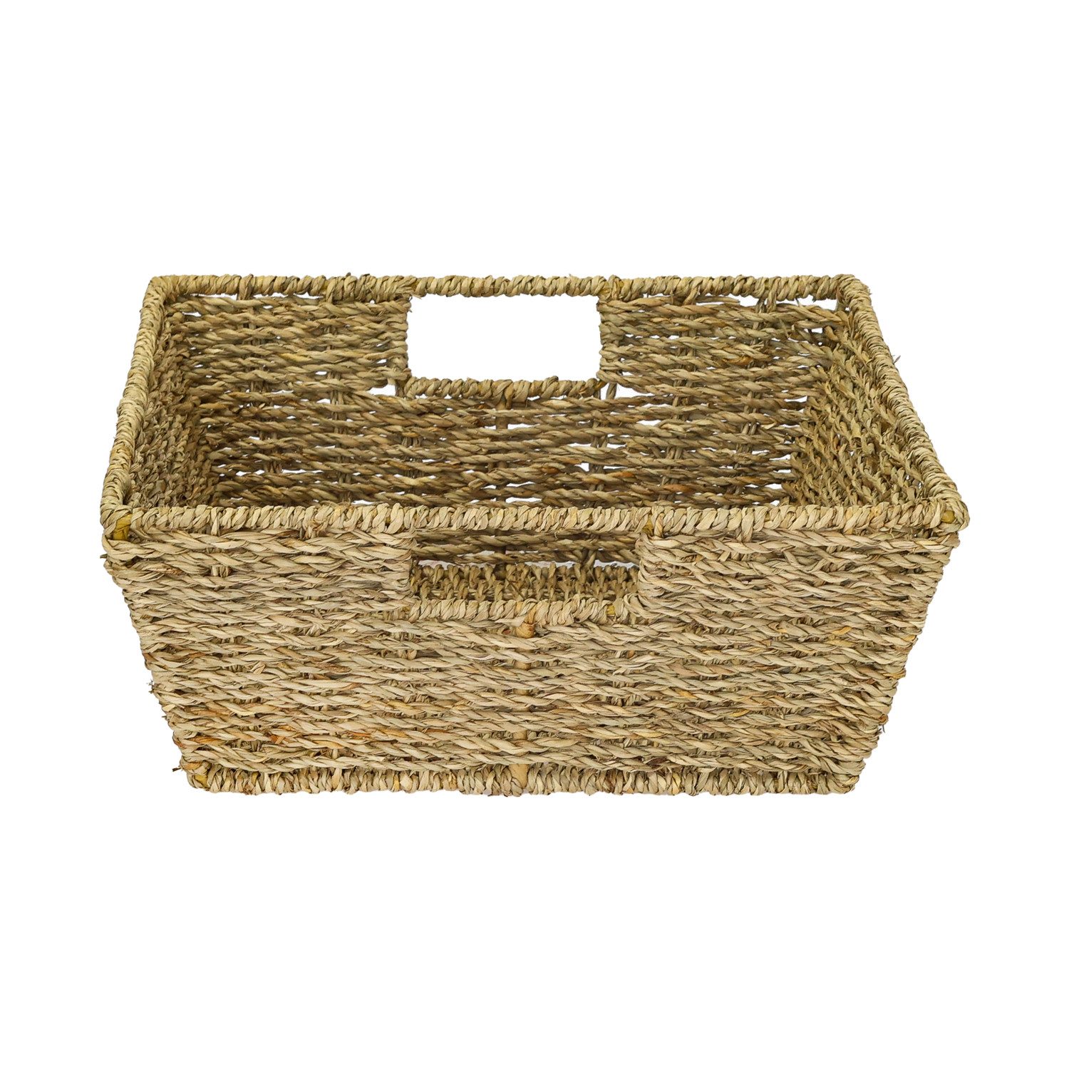 HMF Aufbewahrungskorb Geschenkkorb leer, Aufbewahrungskorb, geflochten aus Seegras, Rechteckig, 30 x 30 x 12 cm