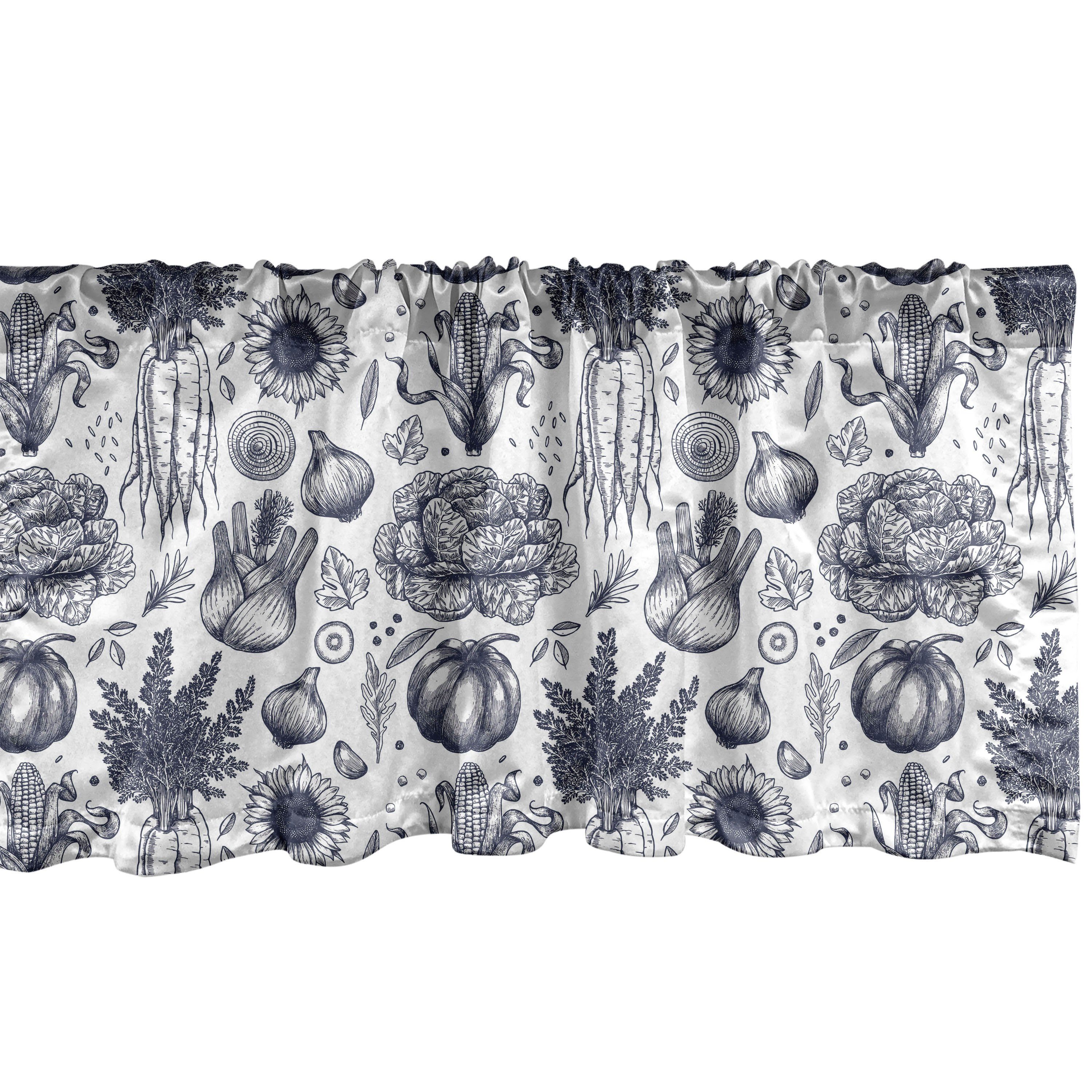 Scheibengardine Vorhang Volant für Küche Schlafzimmer Dekor mit Stangentasche, Abakuhaus, Microfaser, Gemüse Autumn Harvest Food Art