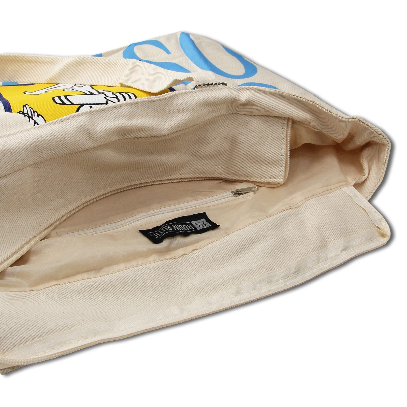 Robin Ruth Schultertasche Robin Ruth Schultertasche Baumwolle (Schultertasche), Damen Baumwolle-Polyester Schultertasche, beige, blau ca. 47,5cm