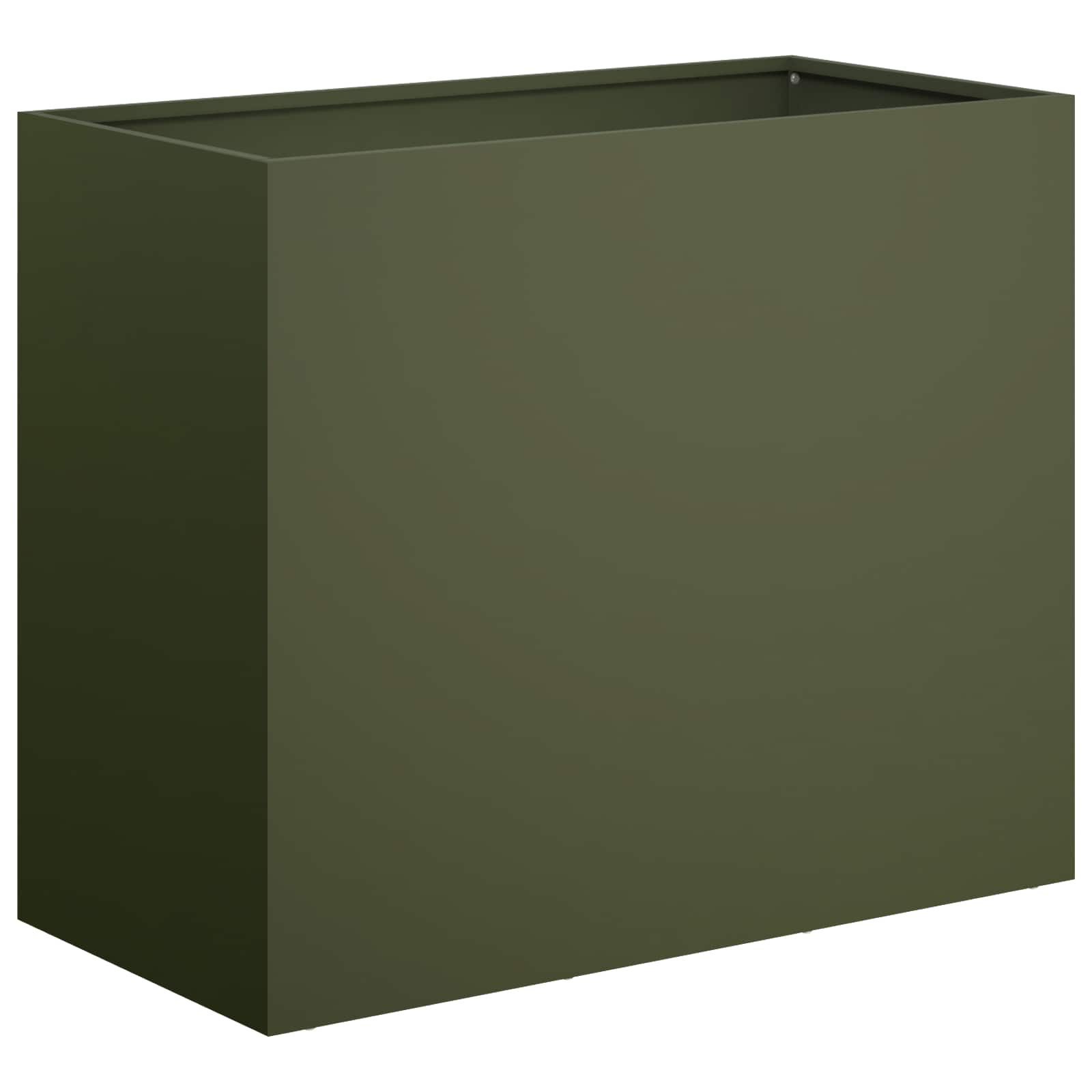 vidaXL Blumentopf Garten-Pflanzgefäß Olivgrün 60 x 30 x 40 cm Kaltgewalzter Stahl (1 St)