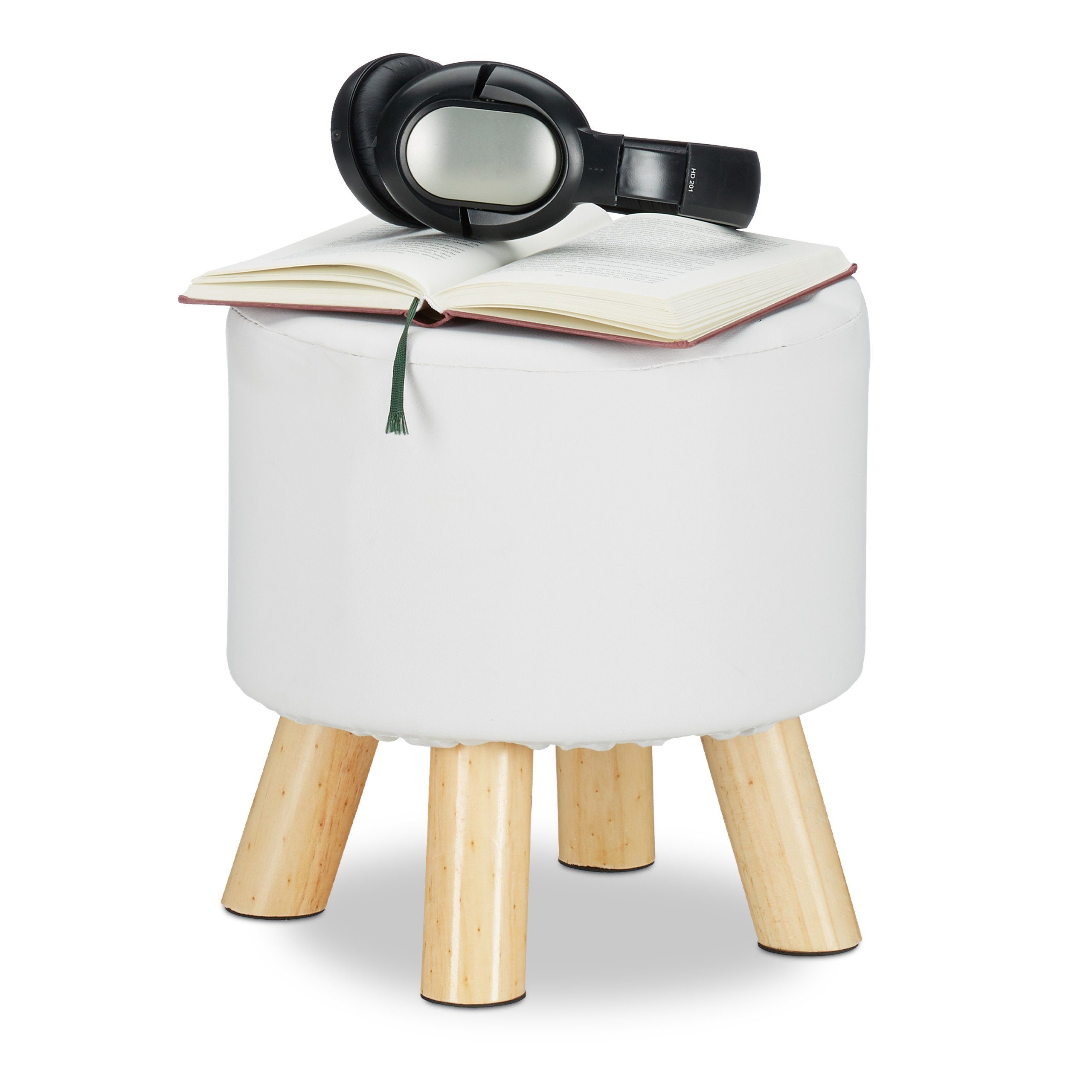 relaxdays Hocker Kunstled, Weiß günstig online kaufen