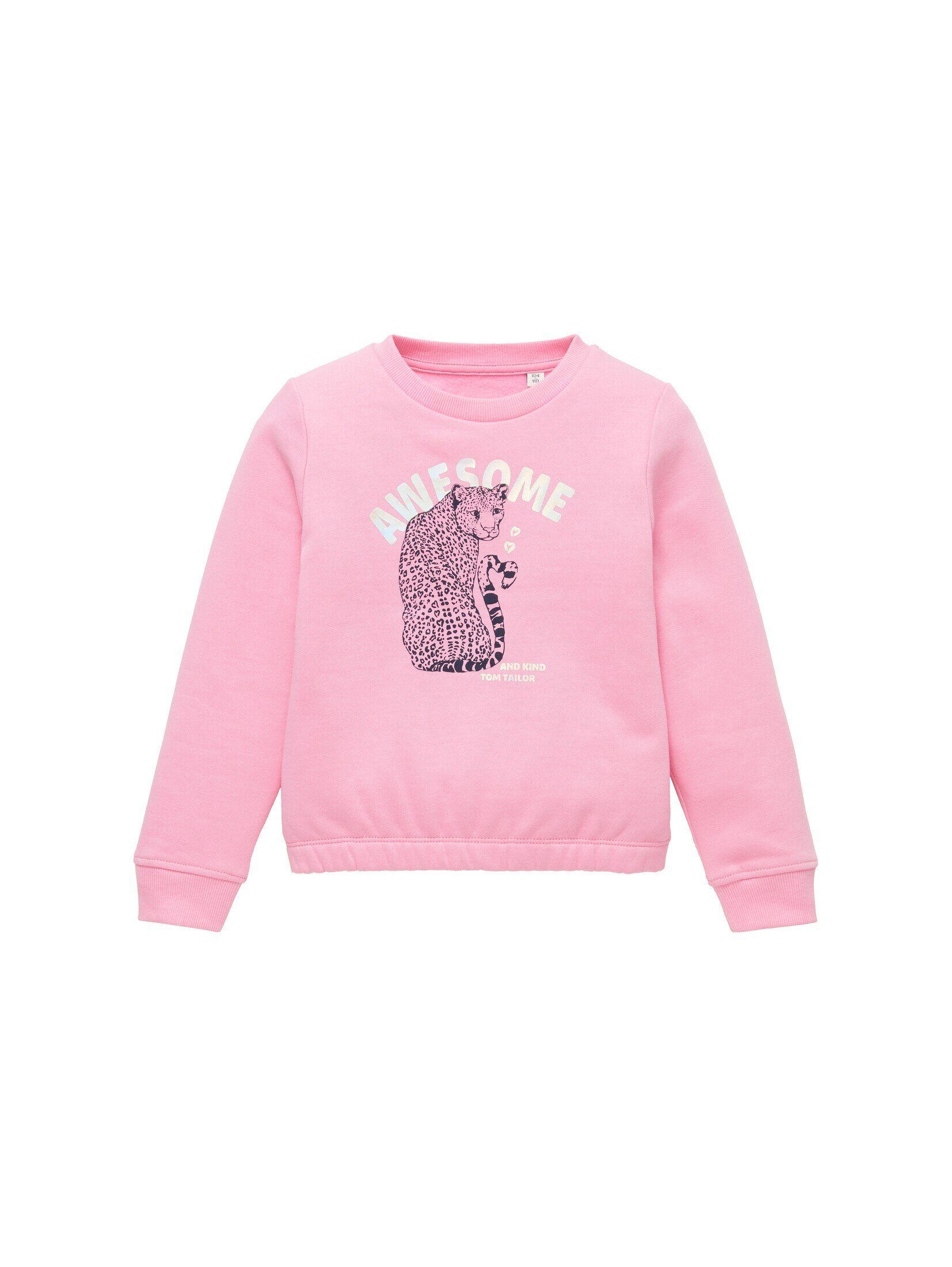 Sweatjacke Artwork Sweatshirt TOM fresh TAILOR mit pink