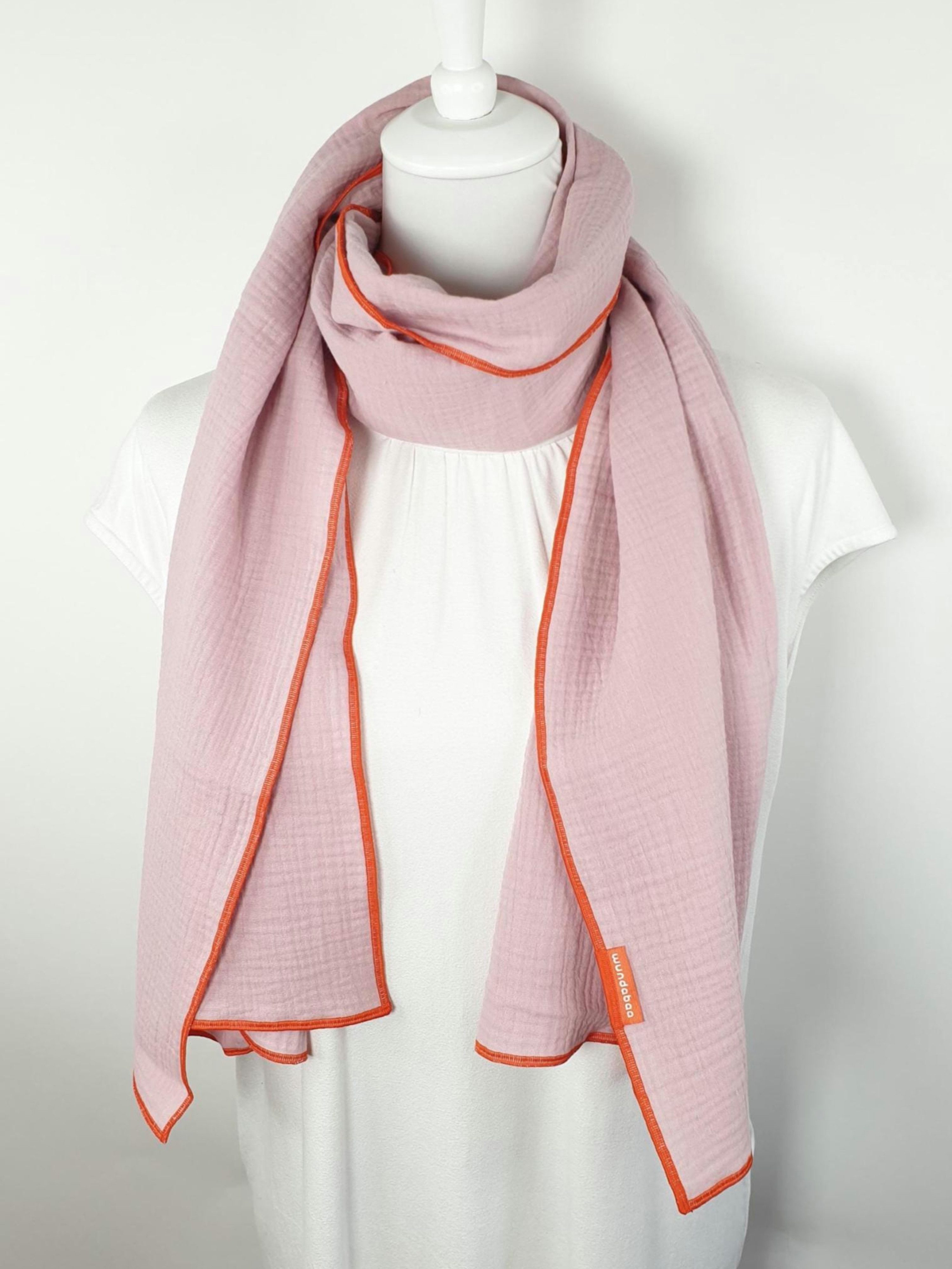 wundabaa Modeschal Leichter Musselinschal 170 x 44 mit Rand in Neonfarben