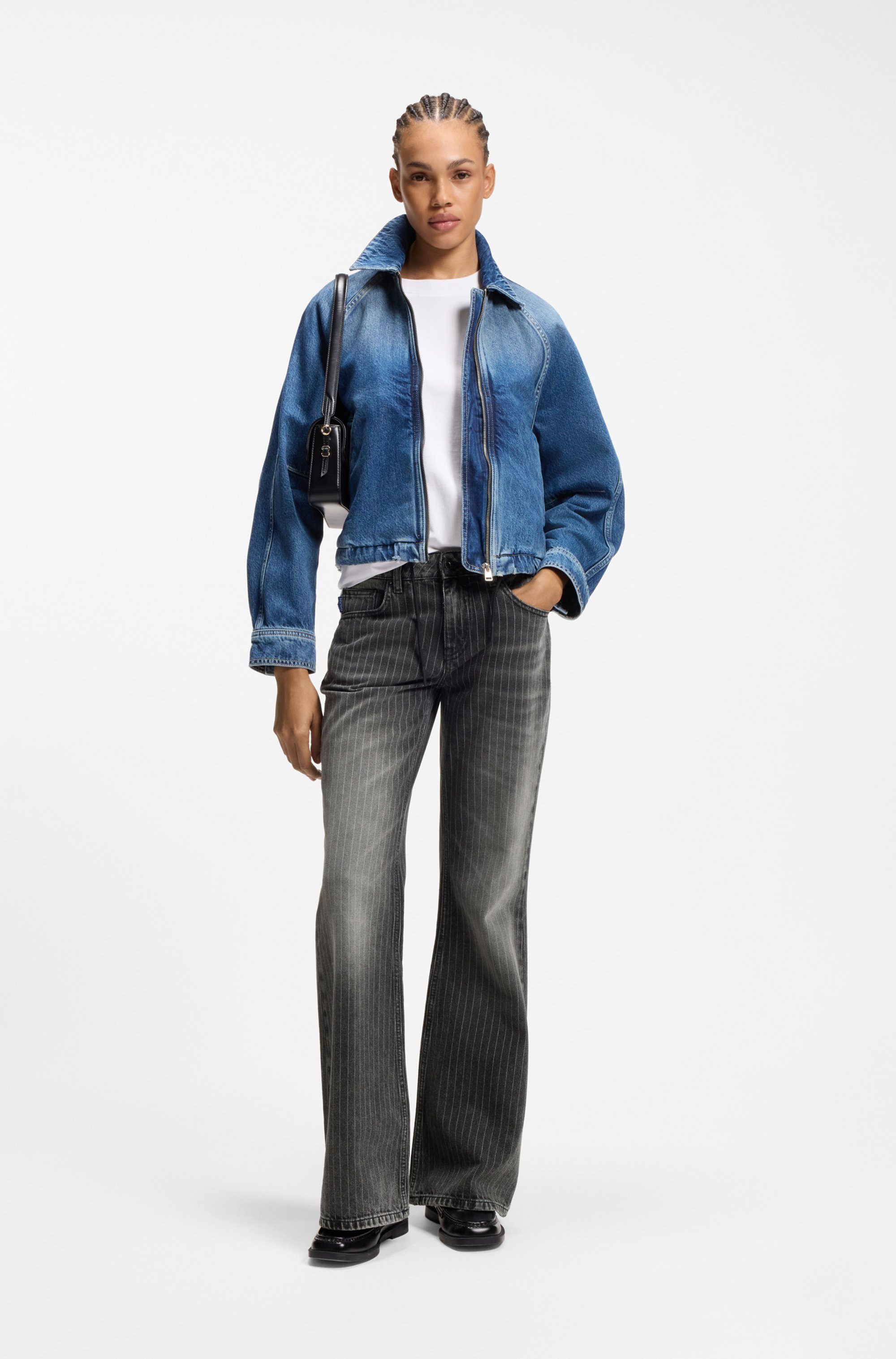 HUGO Bootcut-Jeans Gelissa mit Nadelstreifen, Mid Rise