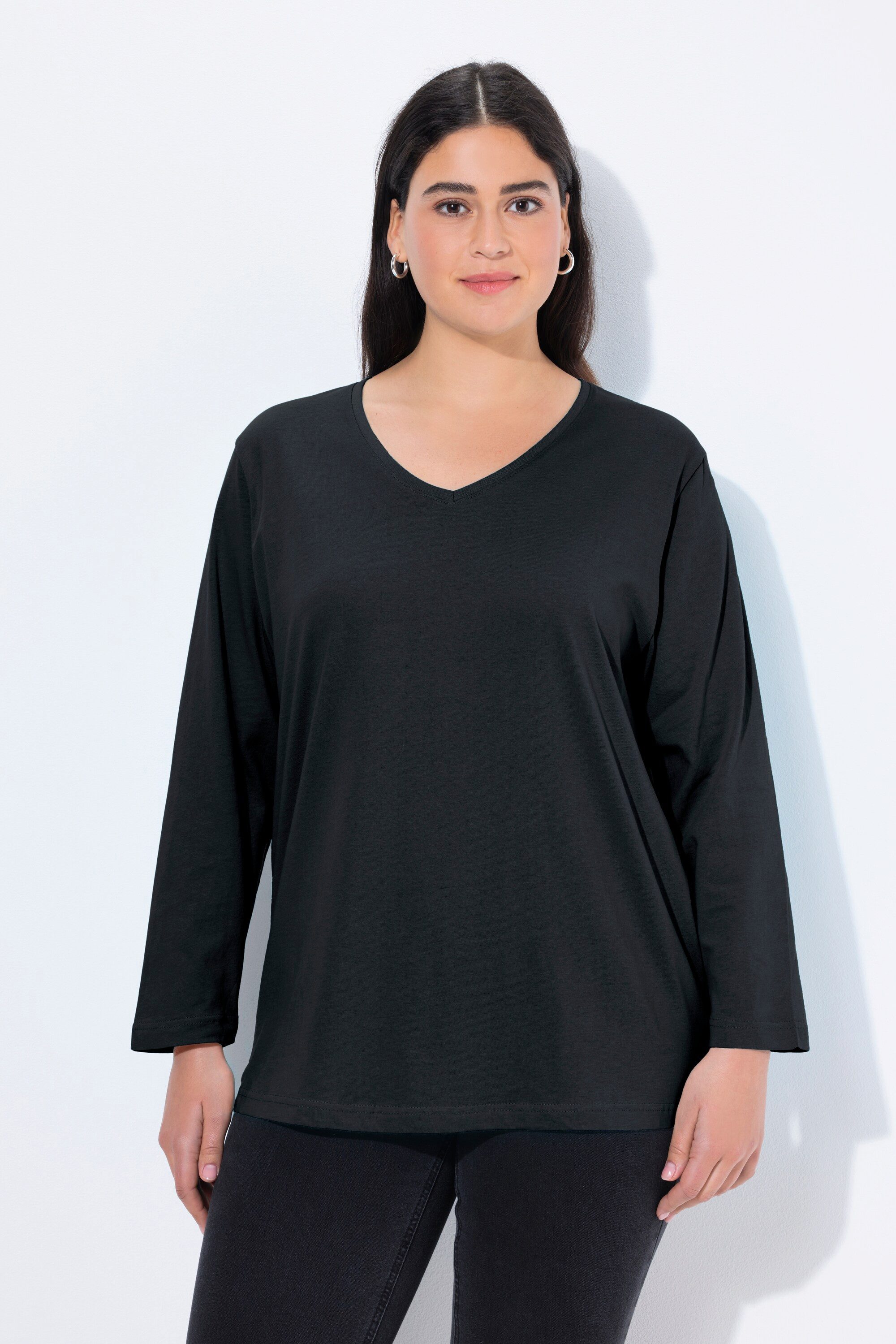 Ulla Popken T-Shirt Shirt V-Ausschnitt Relaxed günstig online kaufen