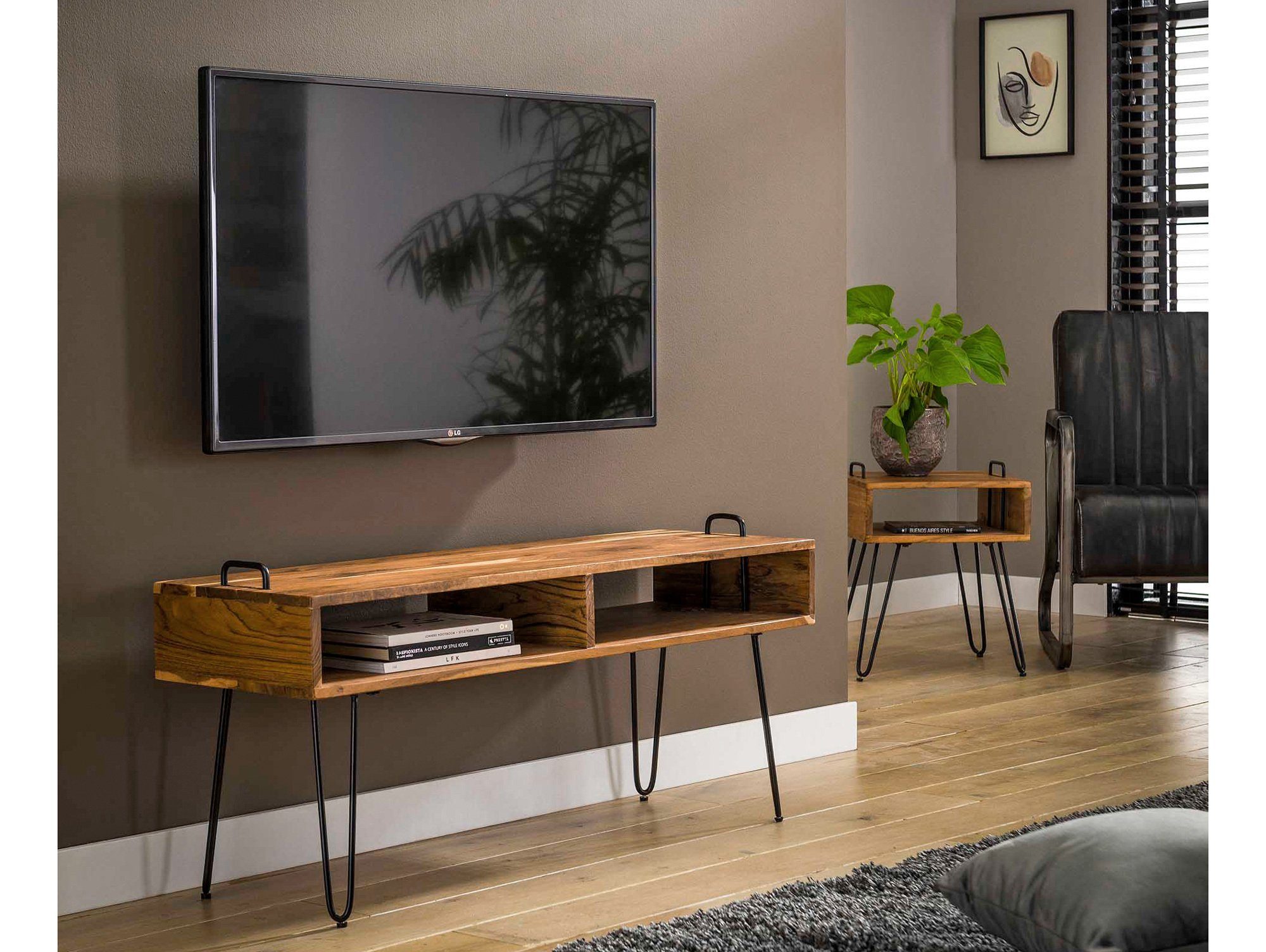 Moebel-Eins TV-Board, OJAN TV-Lowboard, Material Massivholz, Akazie massiv