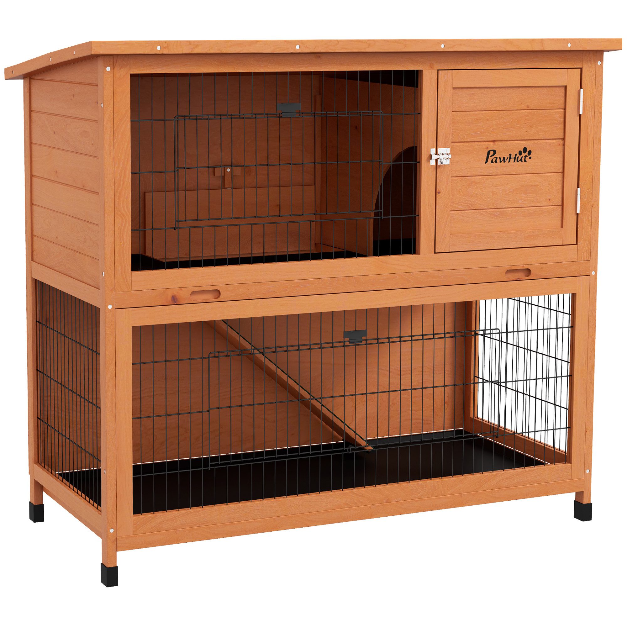 PawHut Kleintierstall Kaninchenstall aus Holz 2-stöckiges günstig online kaufen
