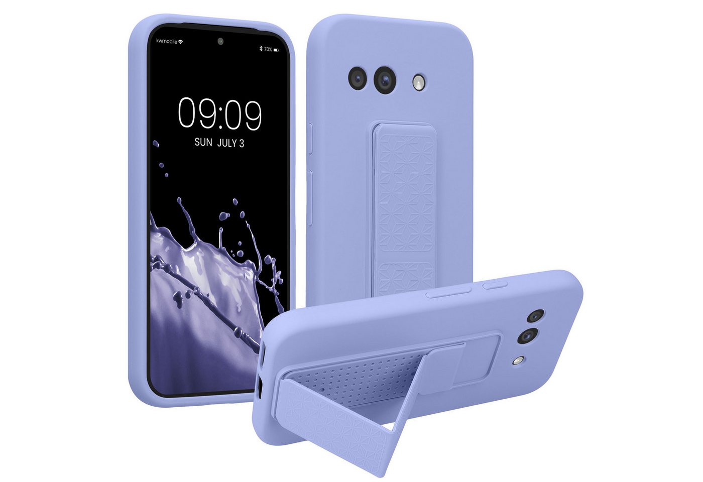 kwmobile Smartphone-Hülle kwmobile Handyhülle für Google Pixel 9a, Hülle mit Fingerhalter und Standfunktion - Silikon Case Handy Cover