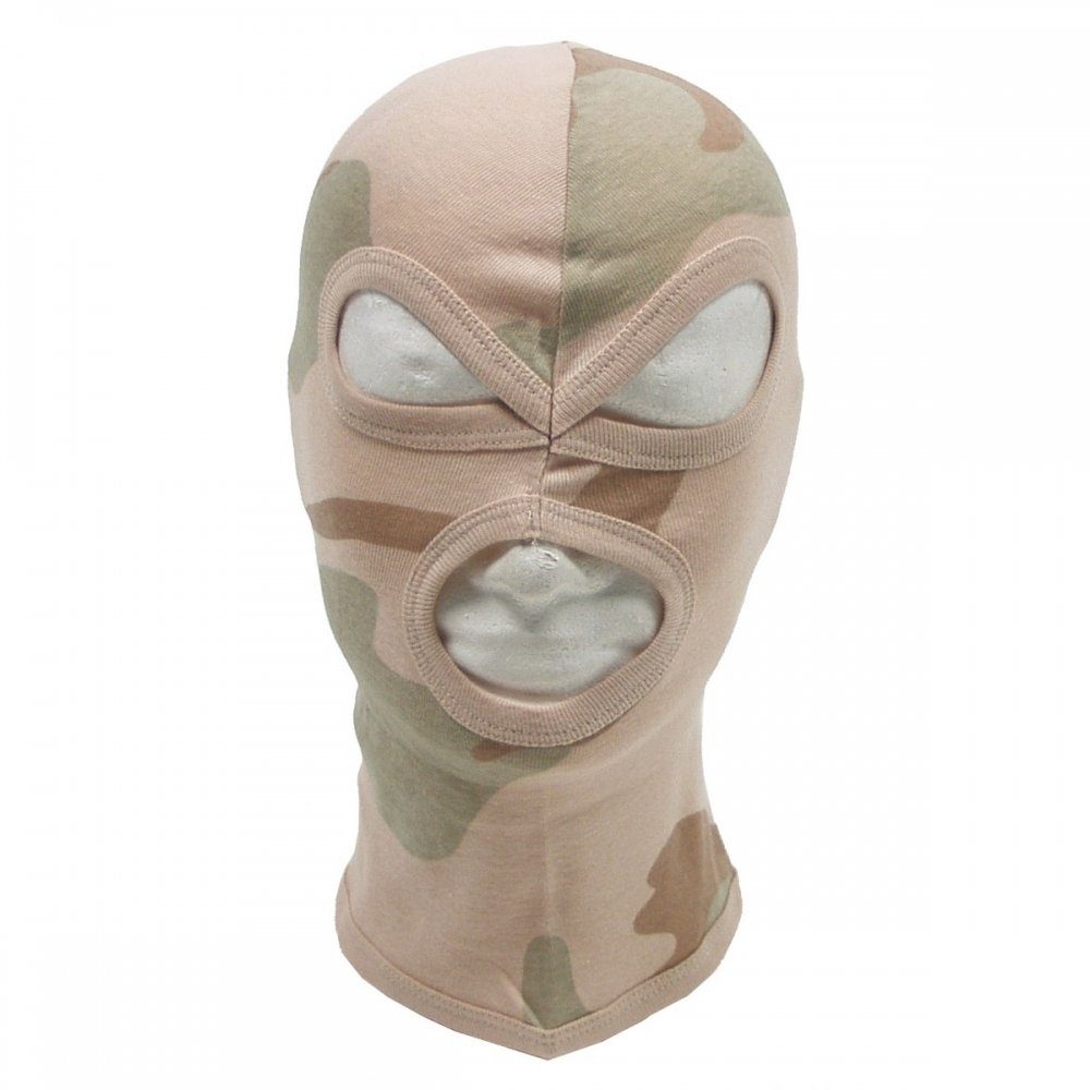 MFH Schlupfmütze Balaclava, 3-Loch, dünn, 3 Fb. desert, 100 % Baumwolle (Packung) dünn