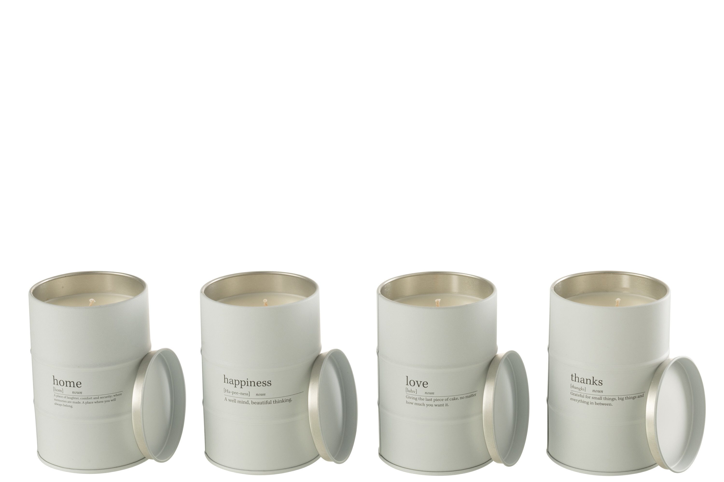 J-line Duftkerze Duftkerze Quote, Englisch, Weiß, 55 Stunden, 4er Set