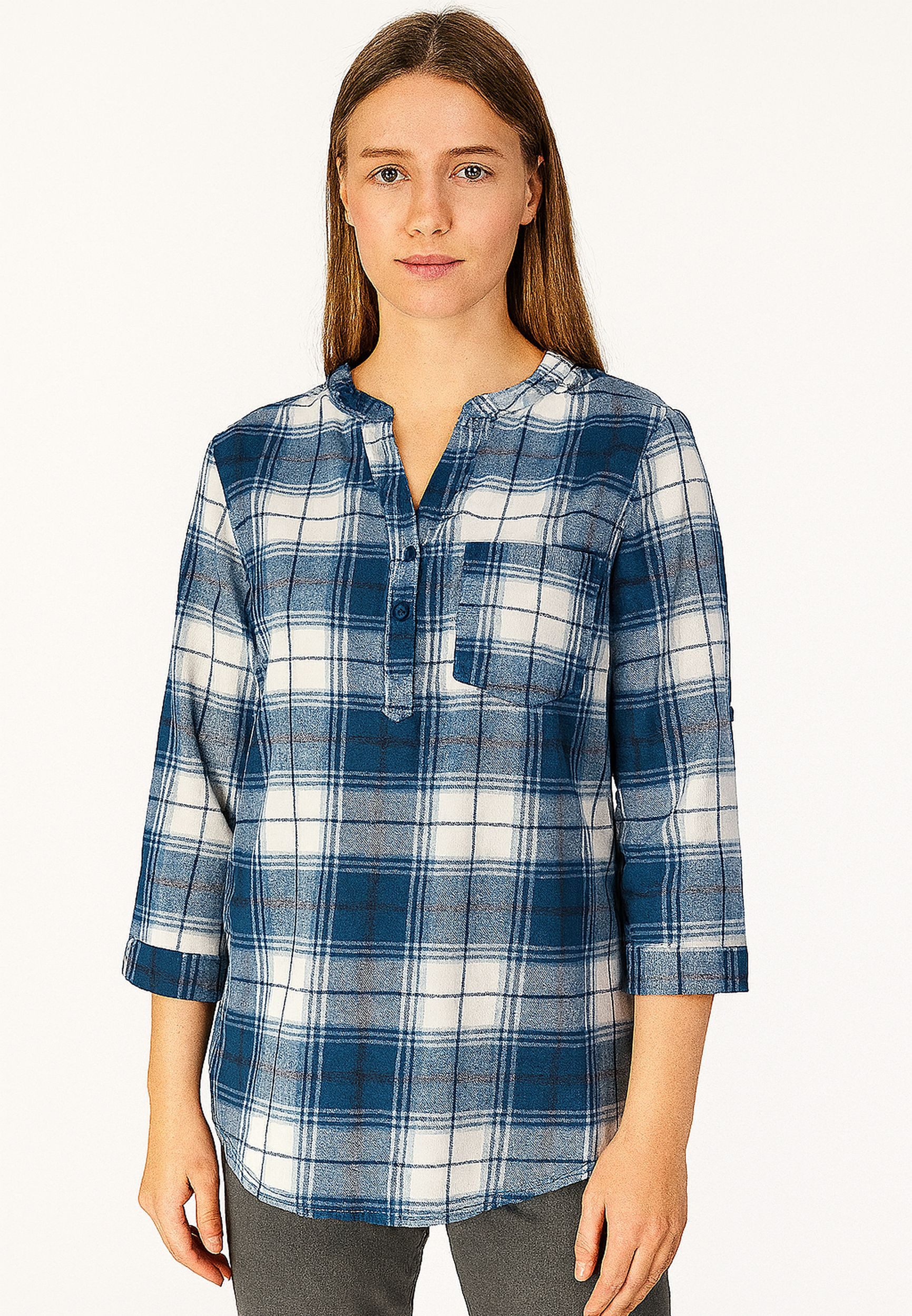 HaILY’S Blusenshirt Karomuster Hemd, Rundhals, halbe Ärmel 3/4 P BL Di44nar günstig online kaufen