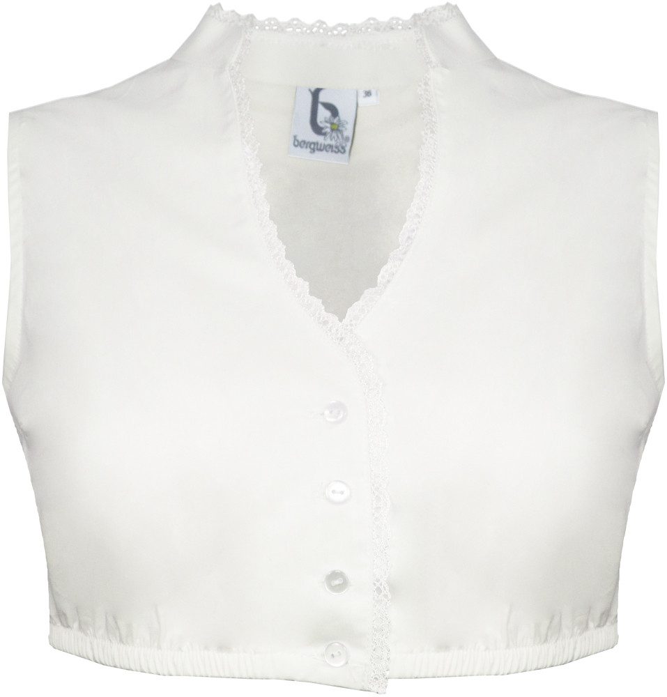 Dirndlbluse Ärmellose Damen Bluse Kadira mit Stehkragen, Ecru