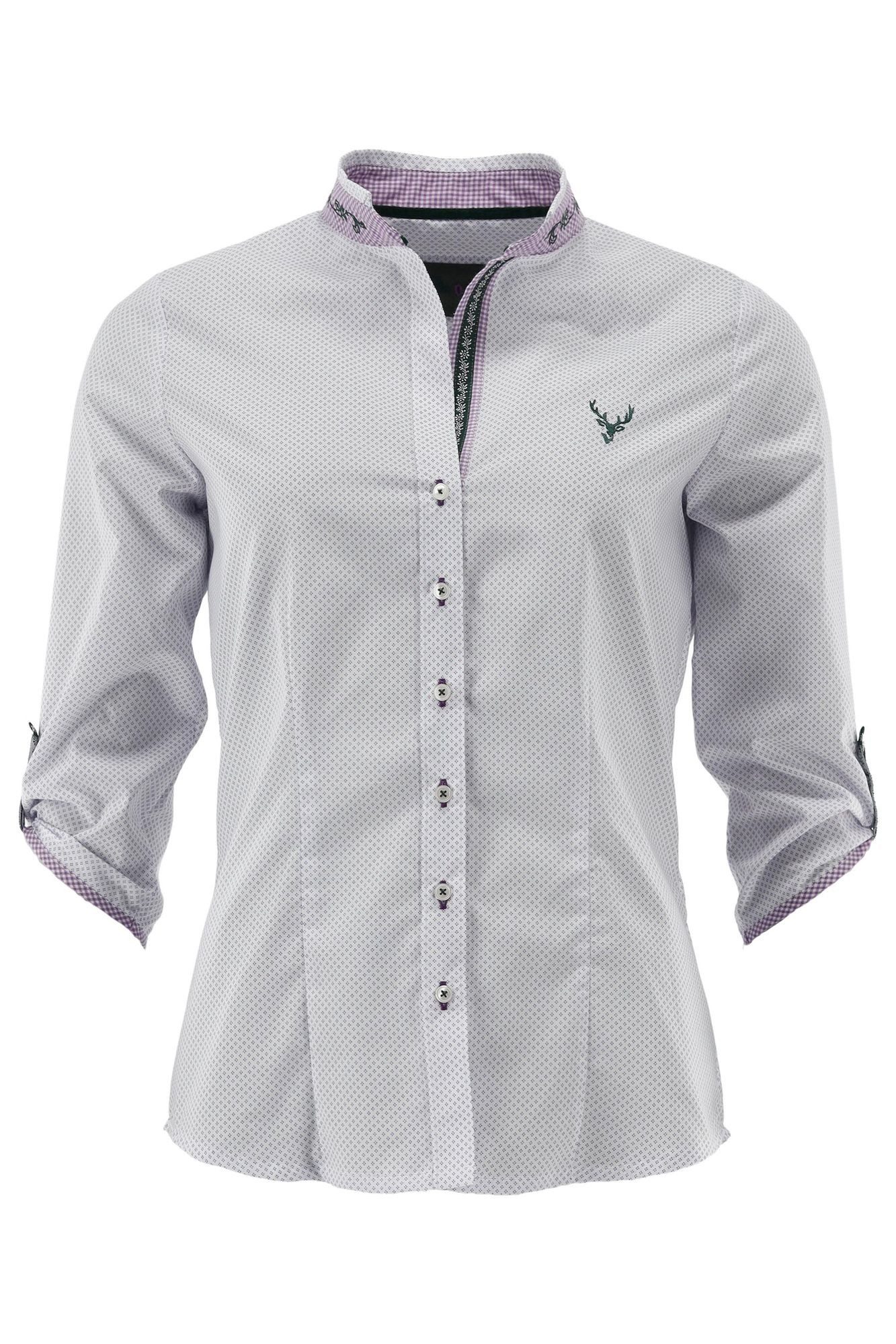 OS Trachten Trachtenbluse Brocu Tailliert, Stehkragen, Stickerei auf Kragen günstig online kaufen