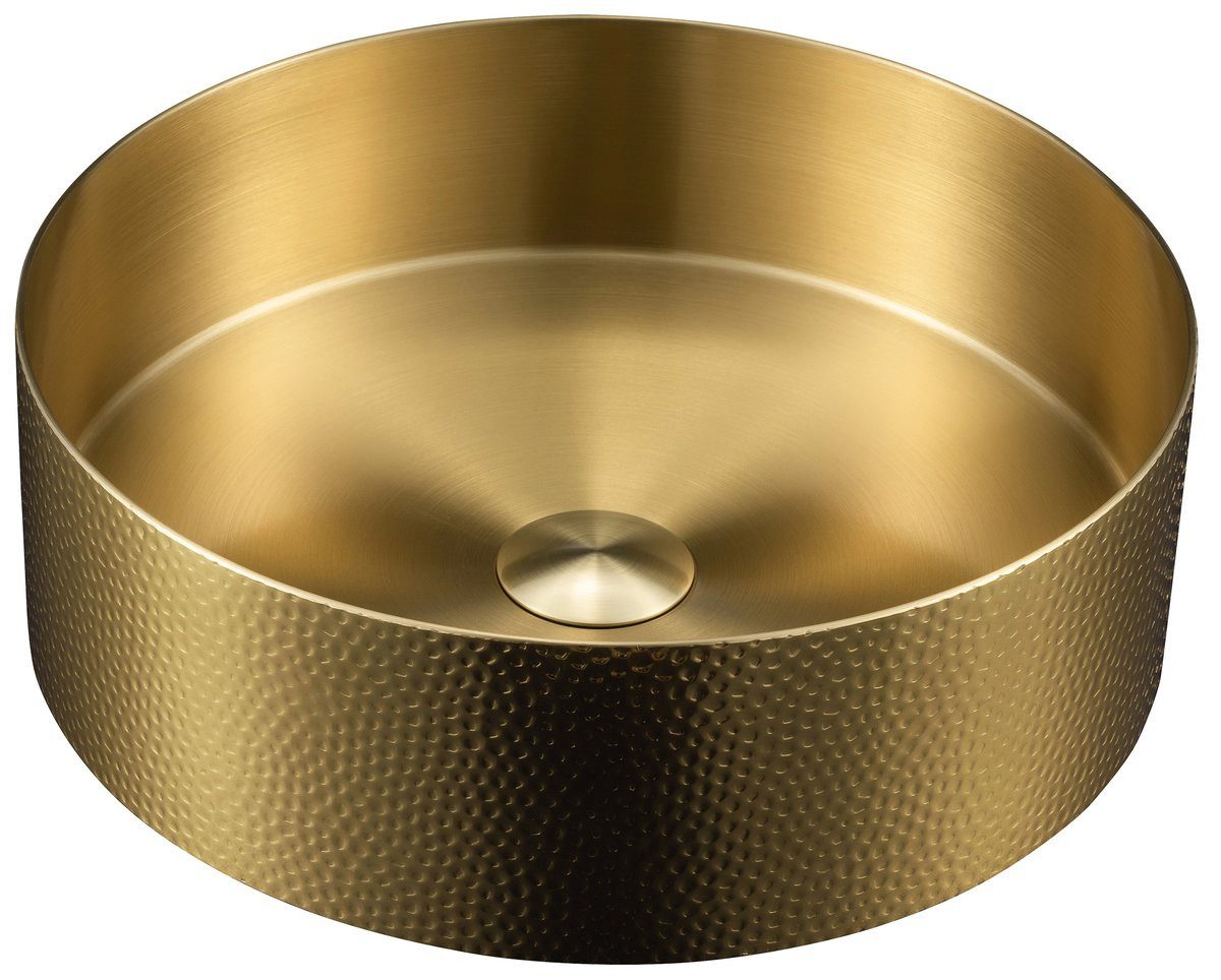 Sapho Waschtisch Edelstahl-Waschbecken zum Platte, Durch. 38cm, inkl. Auslauf, Sapho-AU201-T