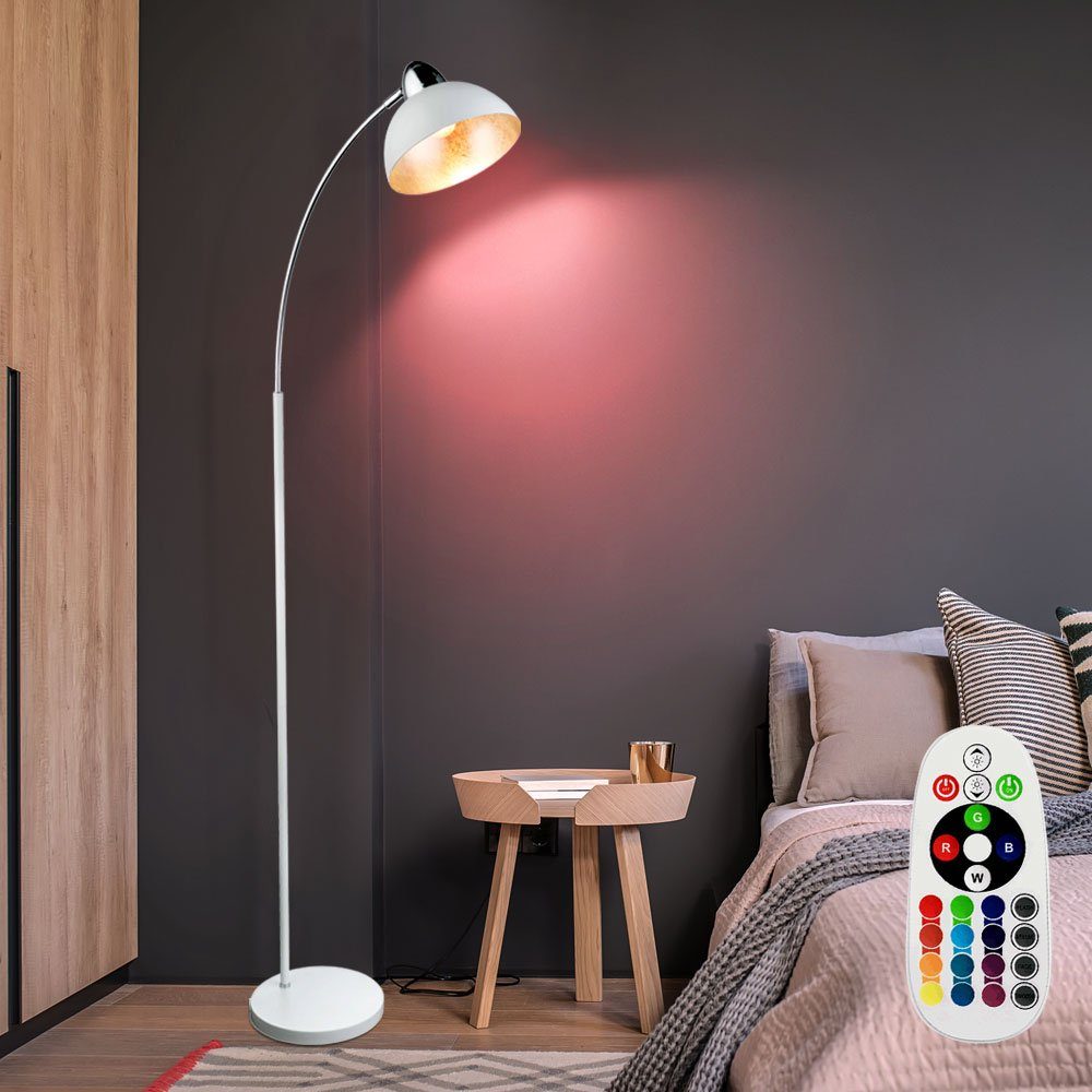 Lampe Stehlampe, Leuchtmittel Arbeits Warmweiß, Farbwechsel, Leuchte Steh Blattsilber etc-shop Zimmer inklusive, LED Bogen