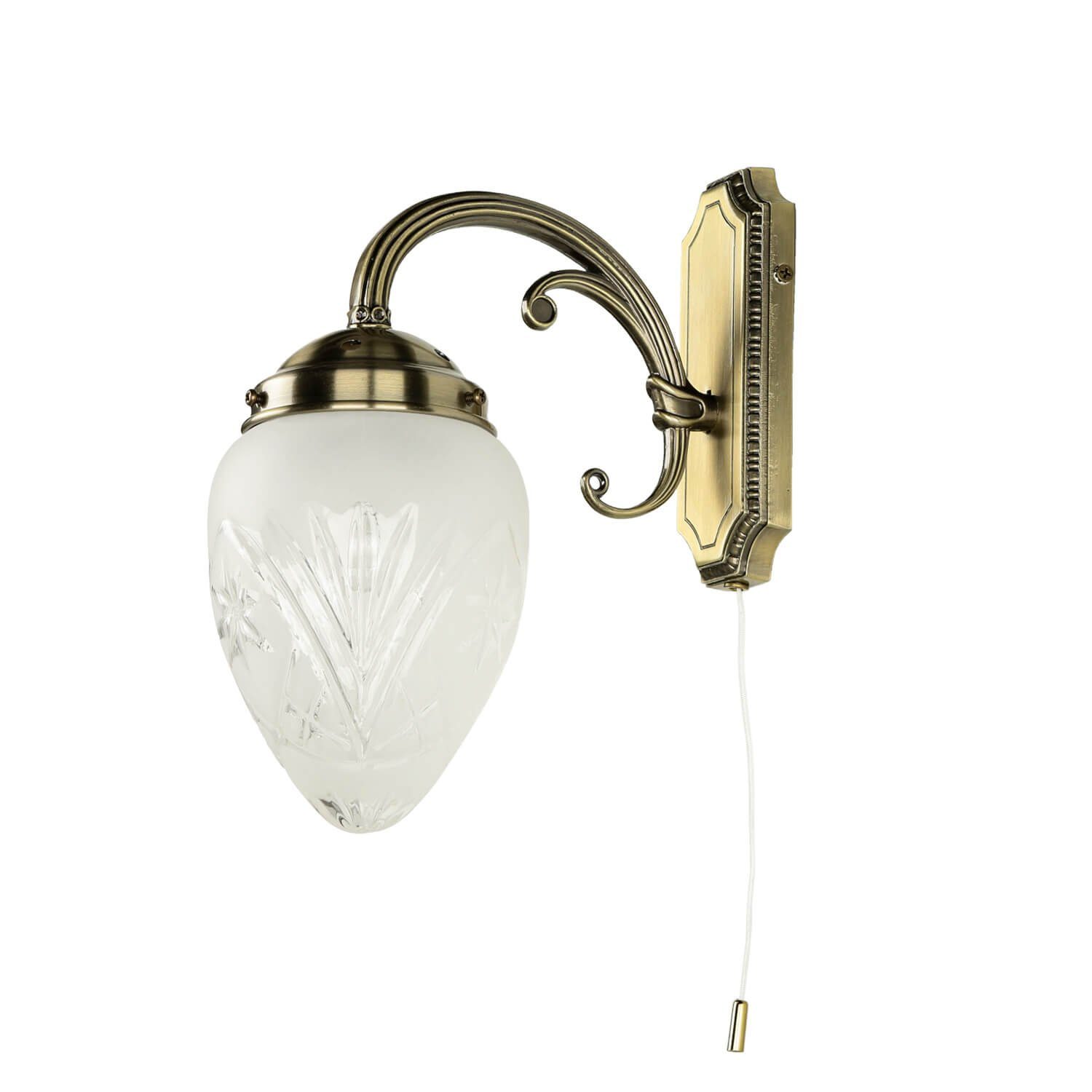 Bronze Schirm Glas ANNABELLA, Zugschalter Leuchtmittel, Wandleuchte Lampe Wandlampe Jugendstil ohne Licht-Erlebnisse