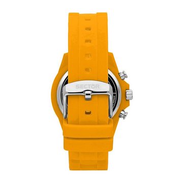 Sector Multifunktionsuhr Sector Herren Armbanduhr Multifunktion, Herren Armbanduhr rund, groß (44mm), Silikonarmband orange, Fashion
