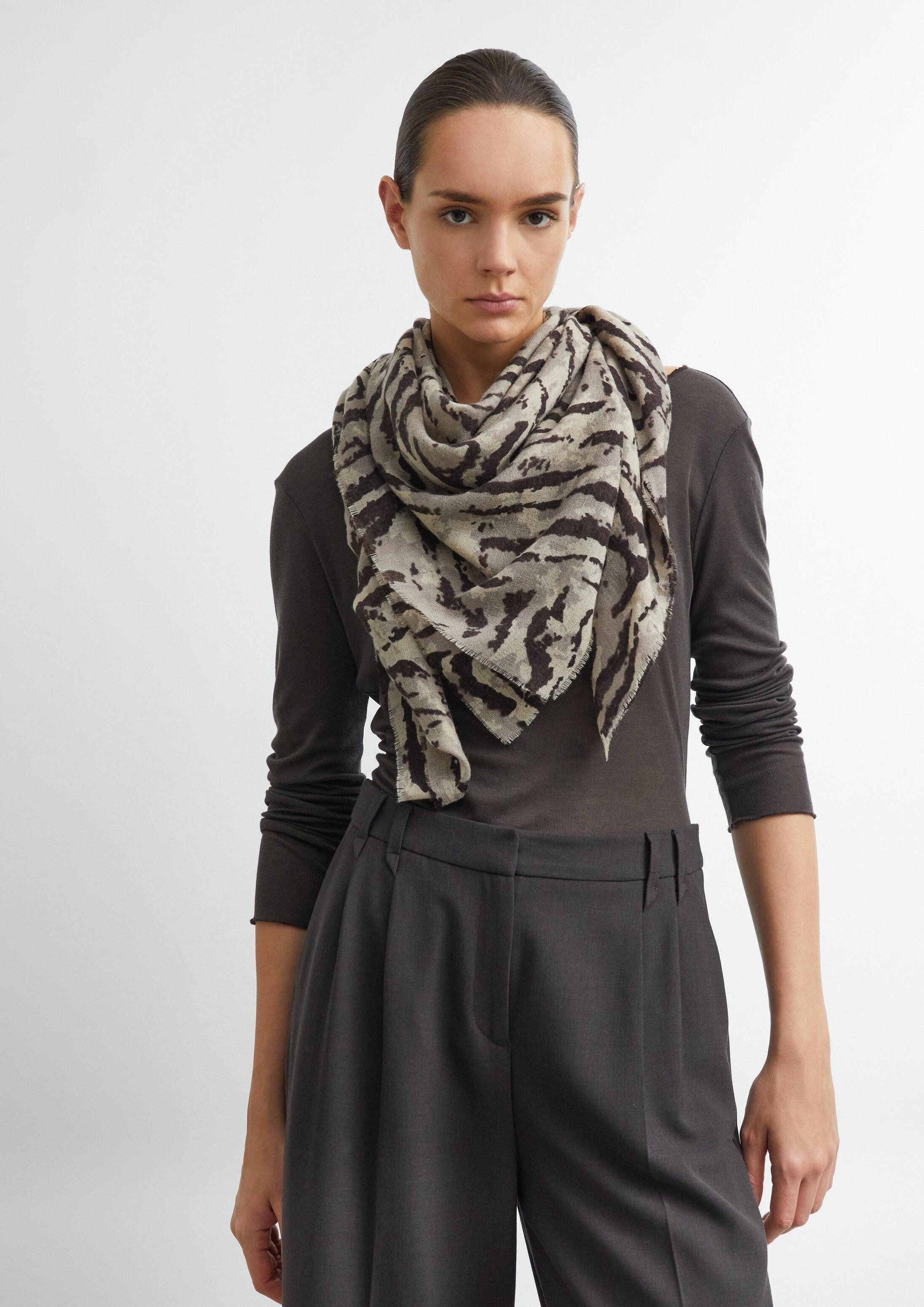 comma Schal Tuch, Wollmix-Tuch mit Animal-Print