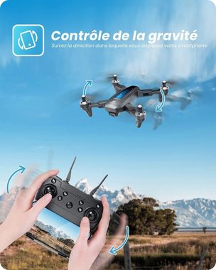 DEERC D10 Faltbare Drohne mit Kamera für Erwachsene FPV Live Video Drohne (HD 1920 x 1080p, mit 2 Batterien 24 Minuten Höhenhaltung Quadcopter für KinderAnfänger)