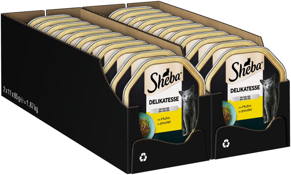 Sheba SHEBA® Schale Delikatesse in Gelee mit Huhn 2 x 11 x 85g, Nassfutter für: Katze