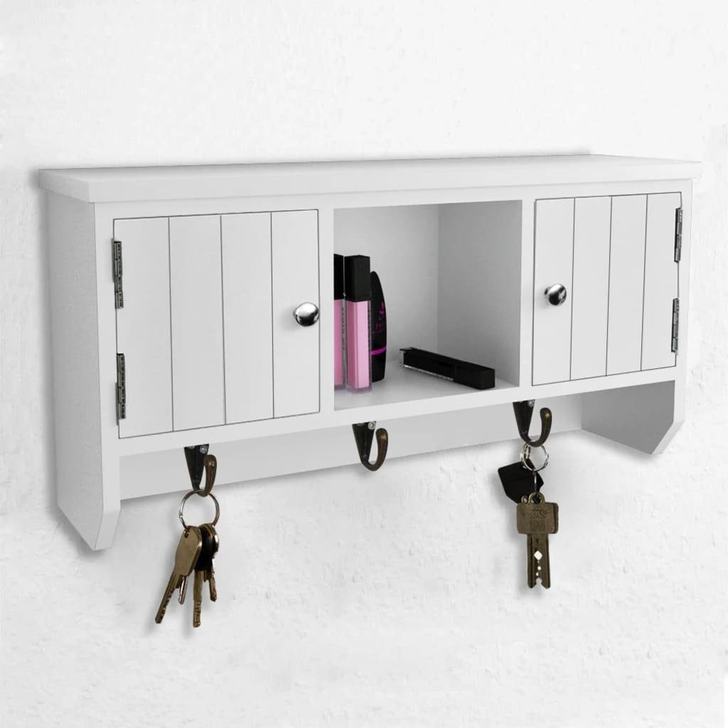 x 40 cm Türen 8,5 Weiß und 20 vidaXL für mit Wandhängeschrank x Haken Wandschrank Schlüssel