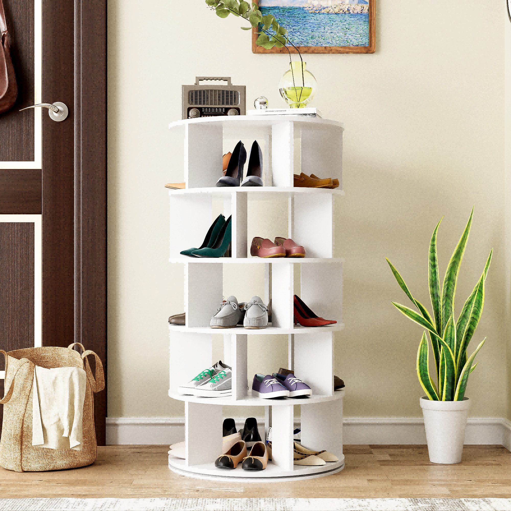 IDEASY Schuhregal Schuhregal, 360GradDrehung, weiß, 5 Ebenen, Höhe