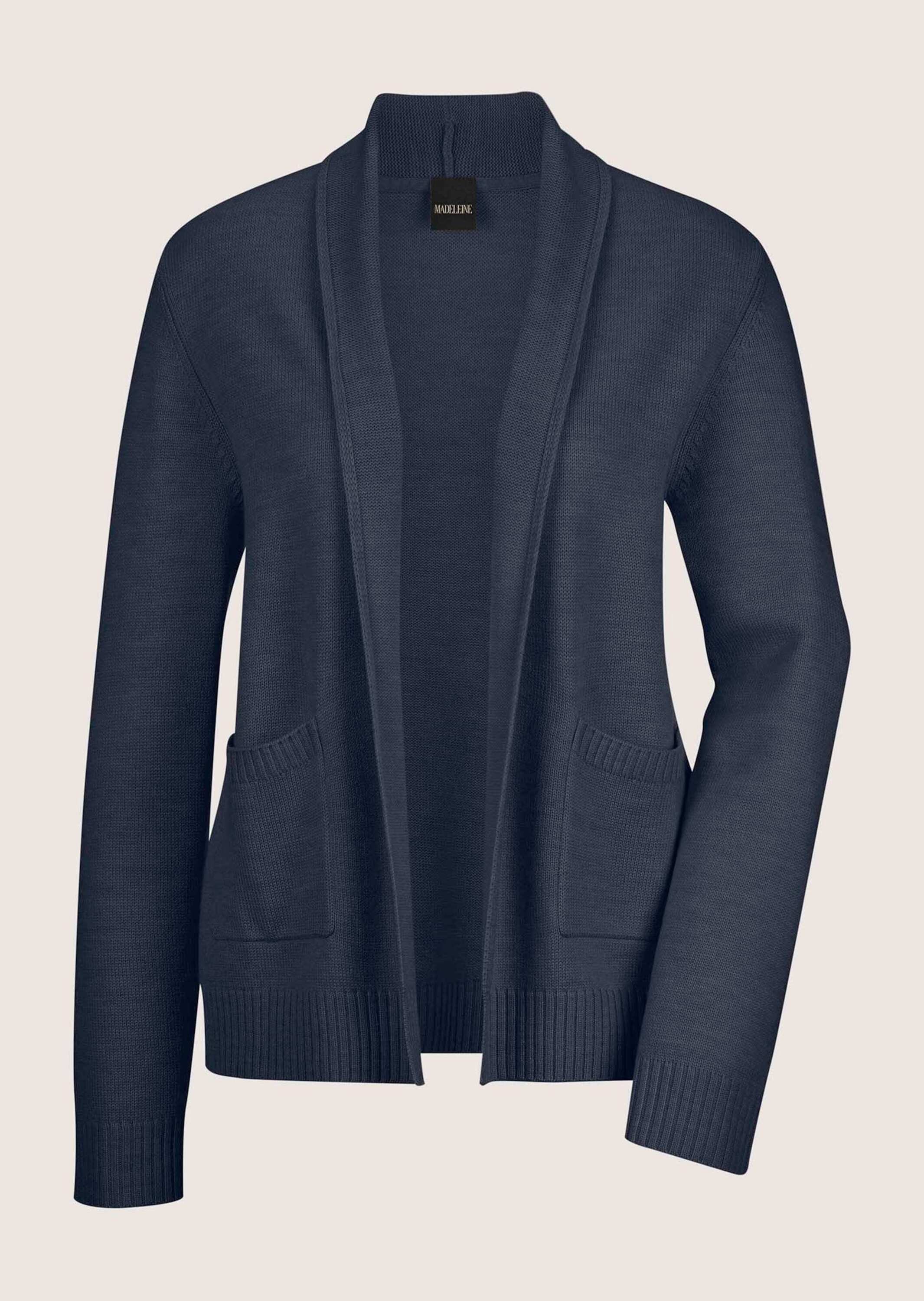 MADELEINE Strickjacke Langarm Cardigan mit Schalkragen, Kaschmir Lässige Form ohne Verschluss, hochwertige Wolle