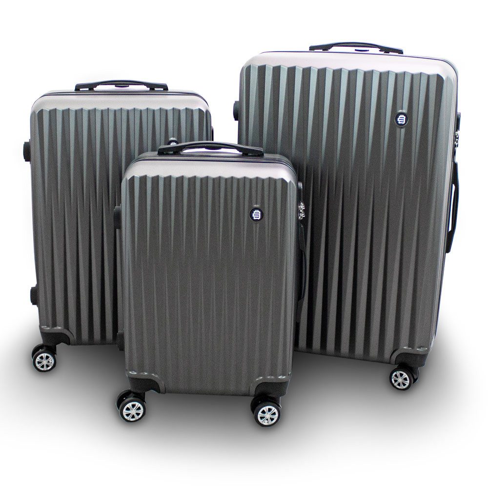 Barut Trolleyset Barut Reisekofferset 3-teilig Modell General Grau, 4 Rollen, (Set, 3 tlg., MS-17077)