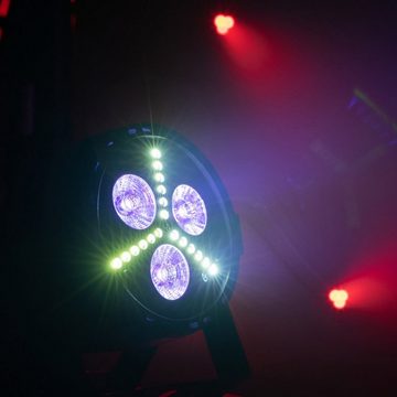 SATISFIRE Discolicht LED Party Multieffekt HYBRID - Farbiges Licht + Stroboskop, RGBW (rot, grün, blau, weiss)