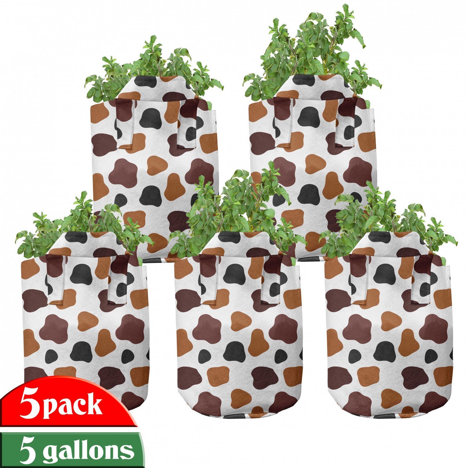 Pflanzkübel Kuh-Fell hochleistungsfähig Kuh-Druck Pflanzen, mit Abakuhaus Stofftöpfe für Griffen Abstrakte