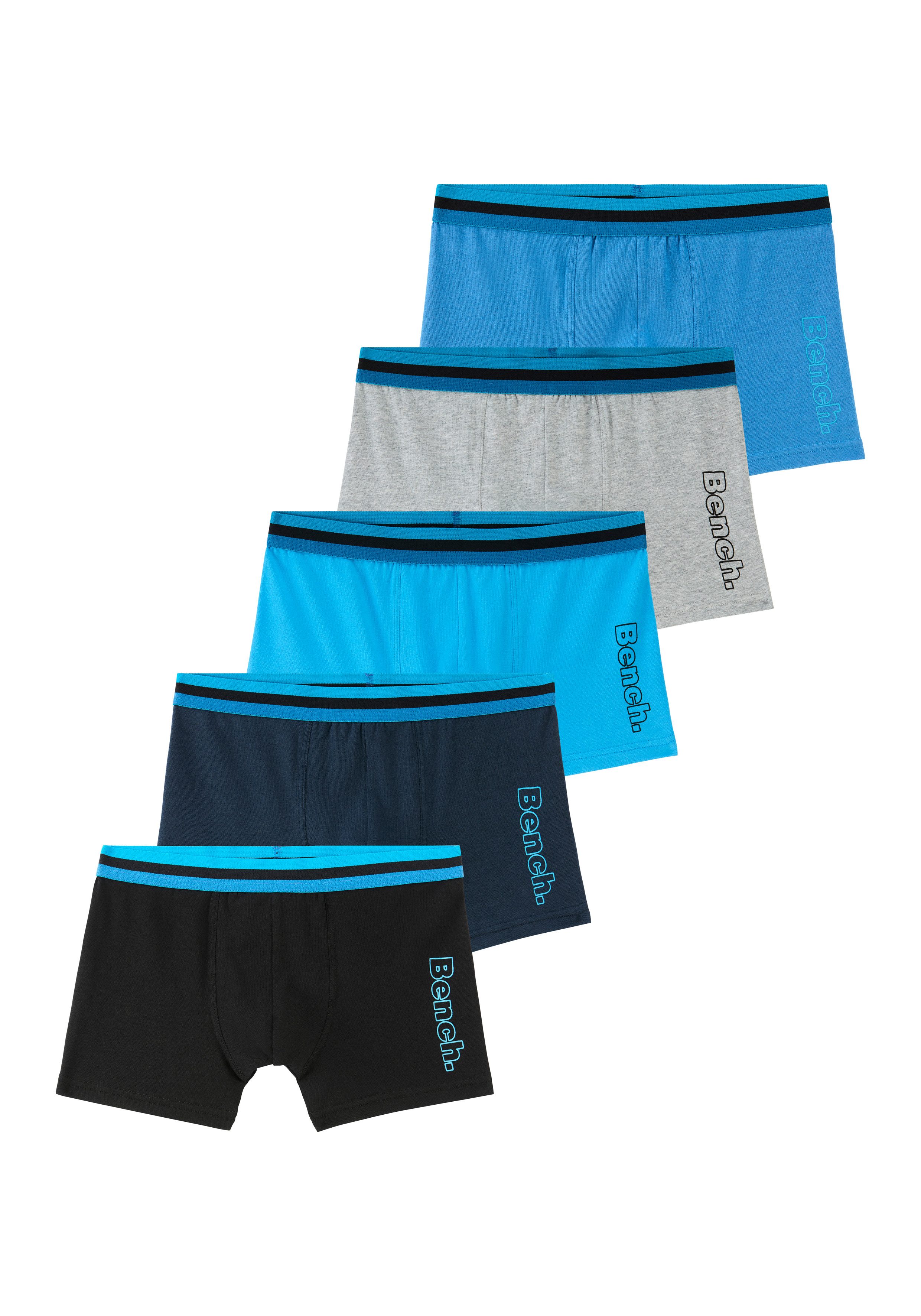 Bench. Boxer Boxershorts für Jungen (Packung, 5-St) mit Logo Druck am Bein