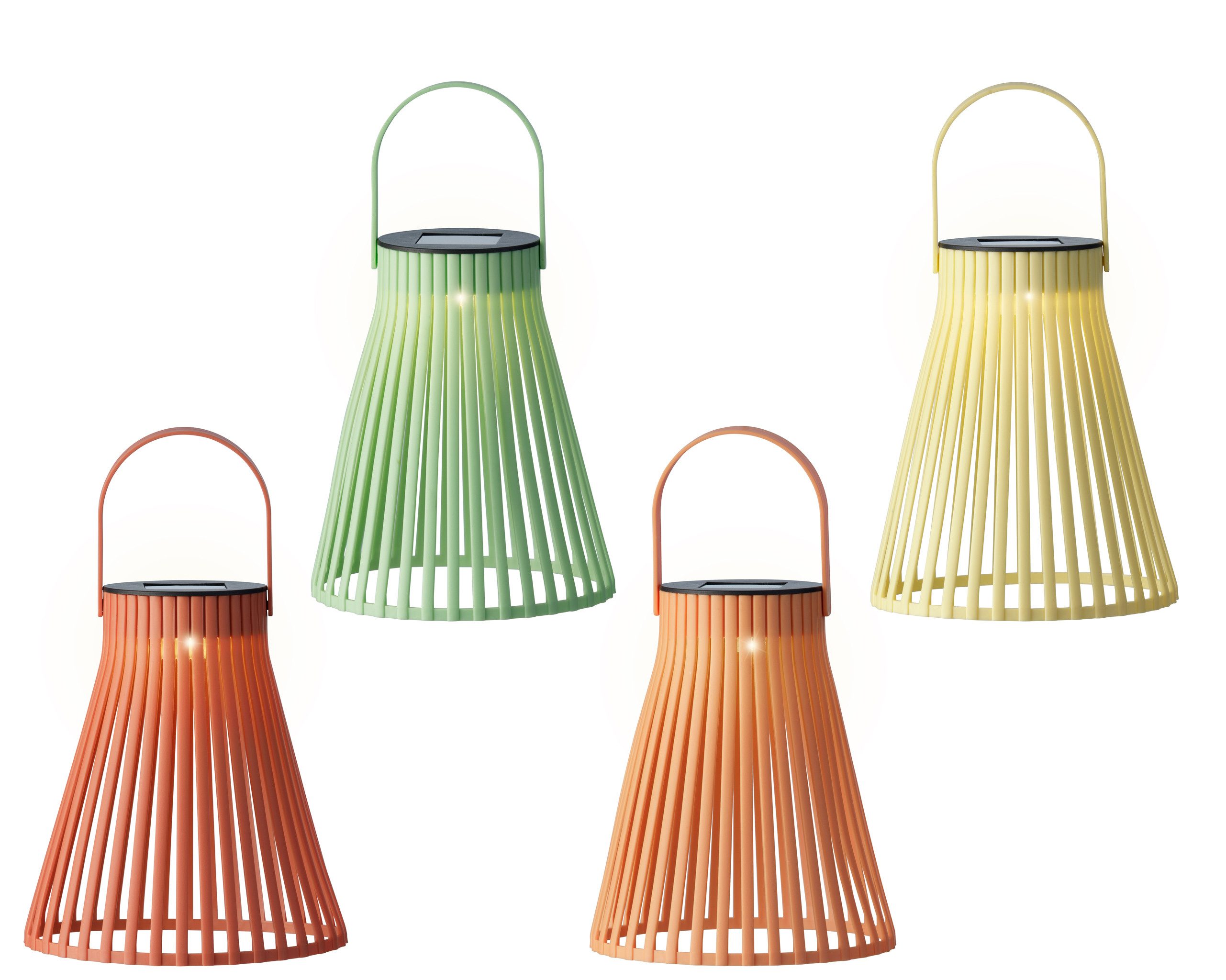 Lumineo LED Solarleuchte, Dauerlicht, warmweiß, Solar Gartenleuchte LED Laterne 14,5x18,5cm Warmweiß 4er Set