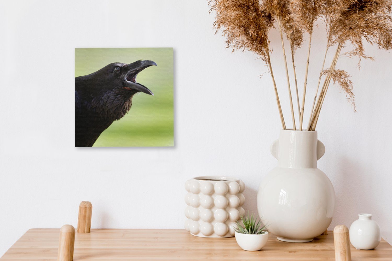 (1 St), Krähe OneMillionCanvasses® Leinwandbild für Wohnzimmer Leinwand - Schlafzimmer Schwarz Vogel, Bilder -