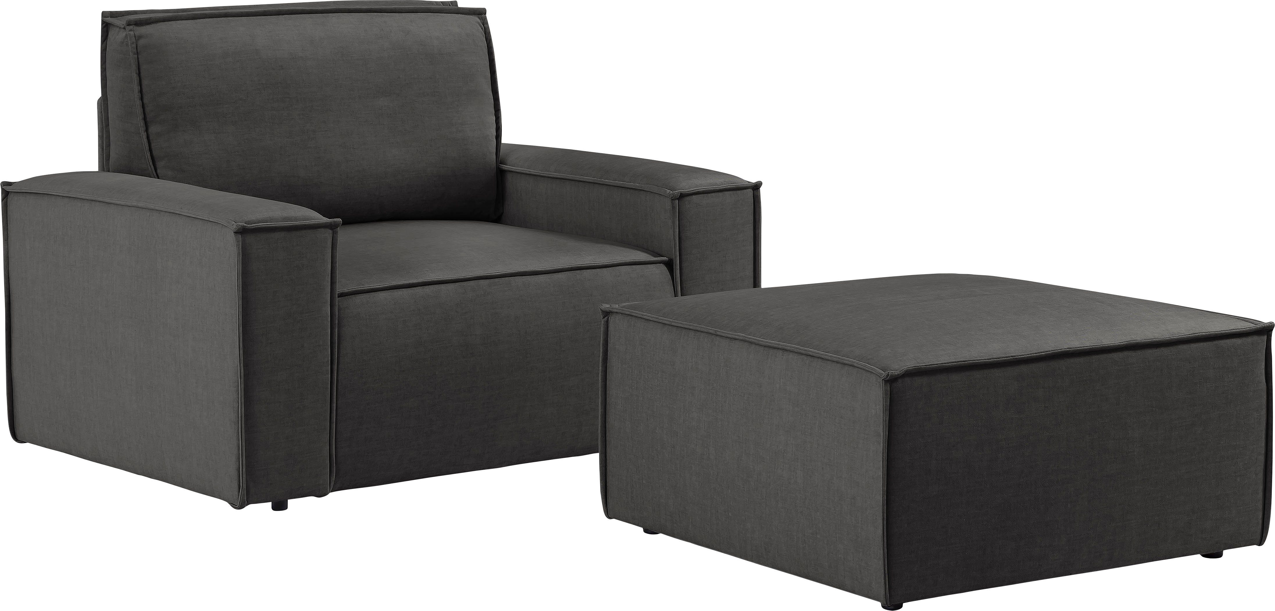 OTTO home Sessel SHERWOOD Samtvelours Sessel-Set, Loveseat und Hocker im Set, passend zur Polster-Serie SHERWOOD