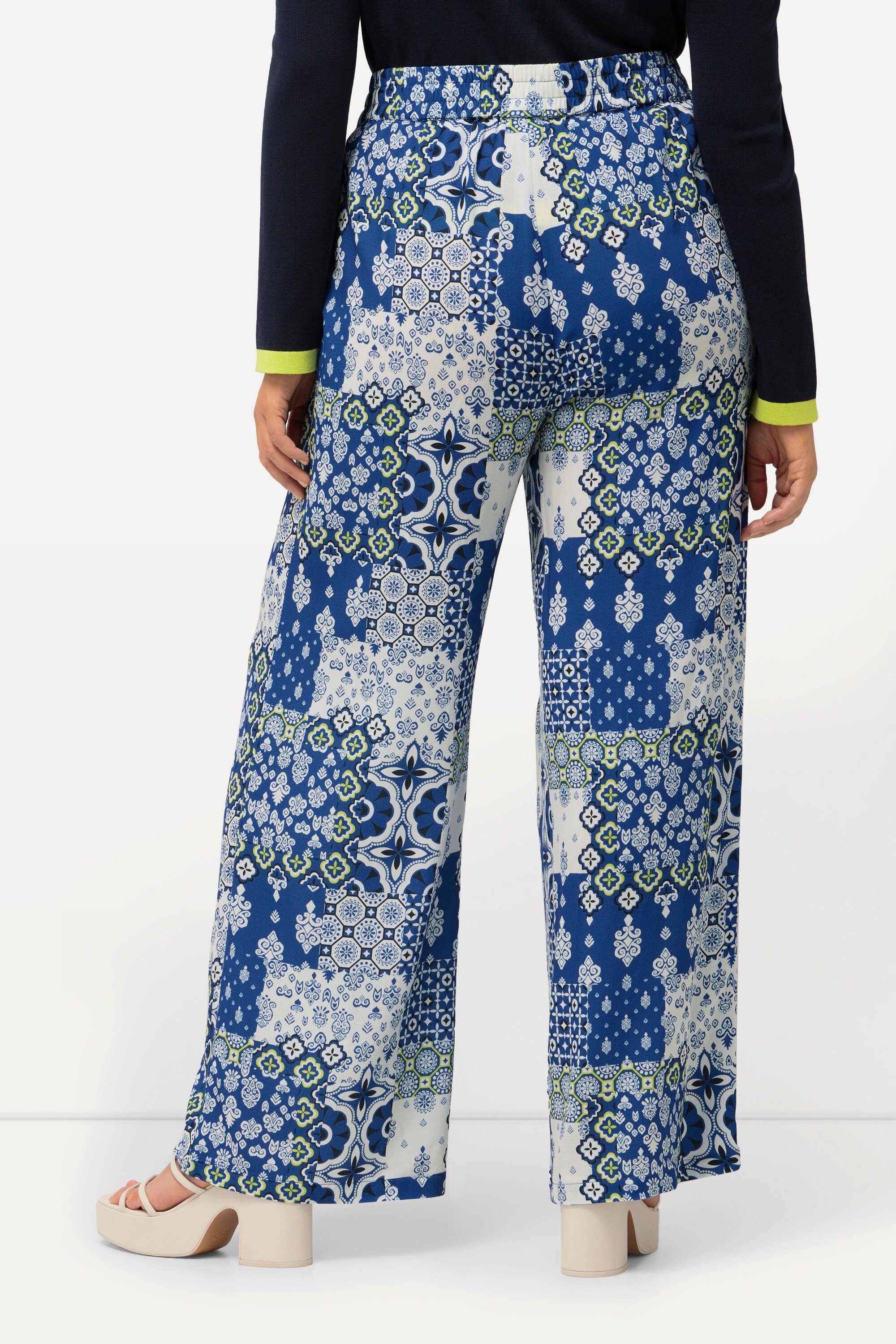 Ulla Popken Schlupfhose Hose Rose Patchdruck gerades Bein Komfortbund