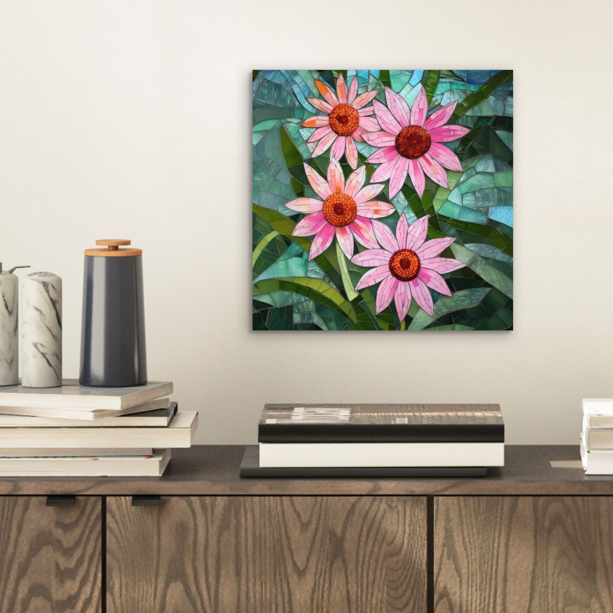 MuchoWow Metallbild Blumen - Rosa - günstig online kaufen