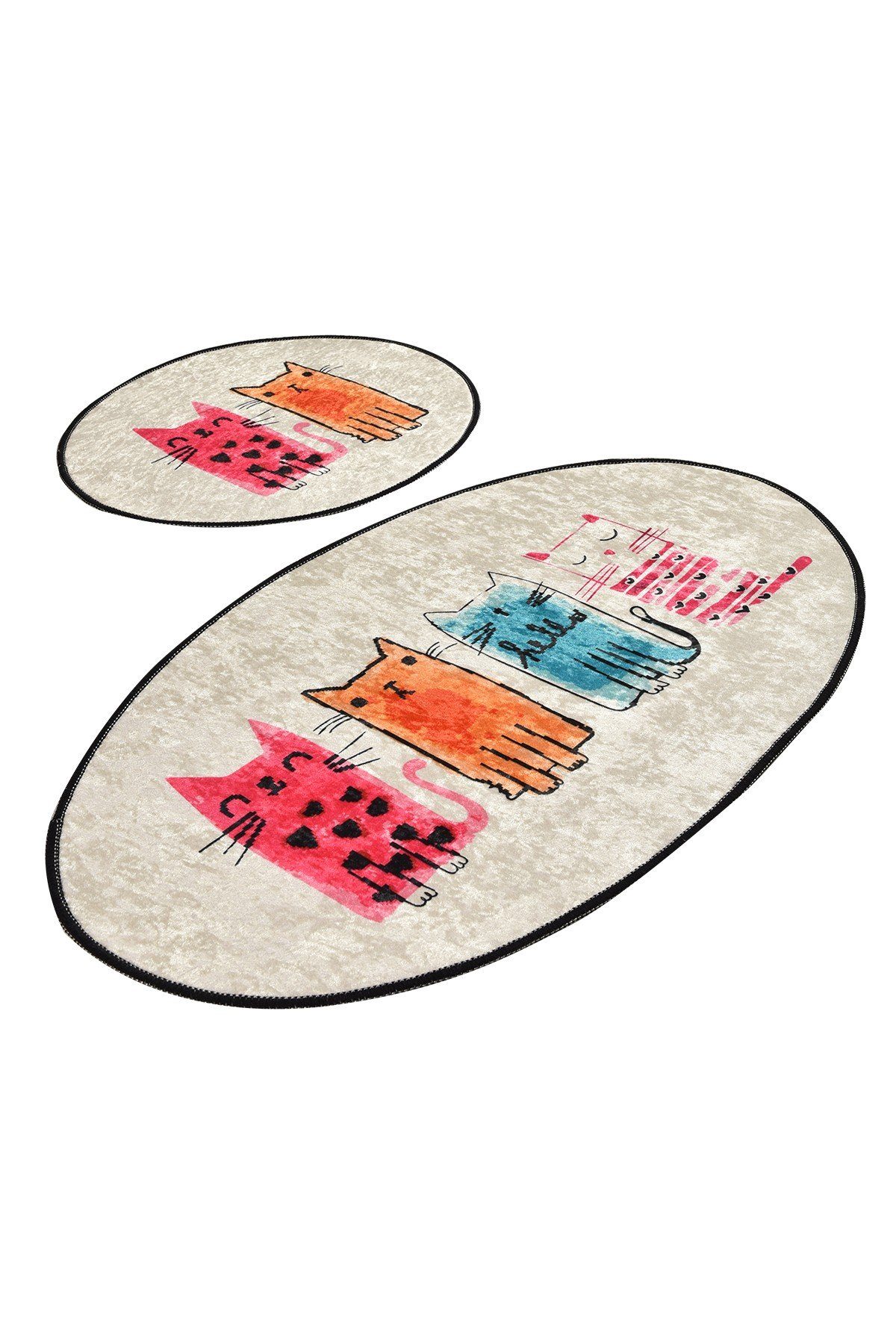 L'Essentiel Maison Badematte 100% POLYESTER, 10 mm L2389, Höhe 10 mm, rutschhemmend beschichtet, Antibakterielle Eigenschaften, Polyester, oval, Badematte+WC-Vorleger, Badteppich-Set (2 Teile) aus 100% Polyester